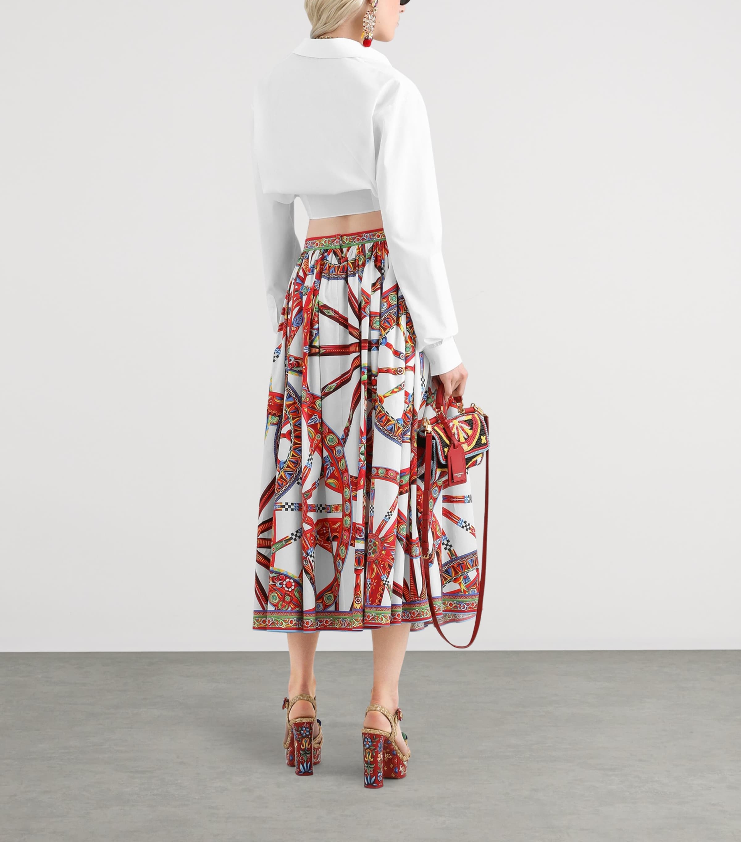 Dolce&Gabbana Womens Cotton Tie-Detail Shirt Optical White Image 3