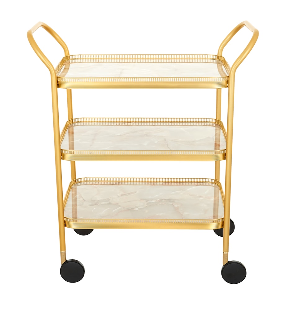 Triple Tier Dinks Trolley GOLD W/ONYX MARBLE Image 1