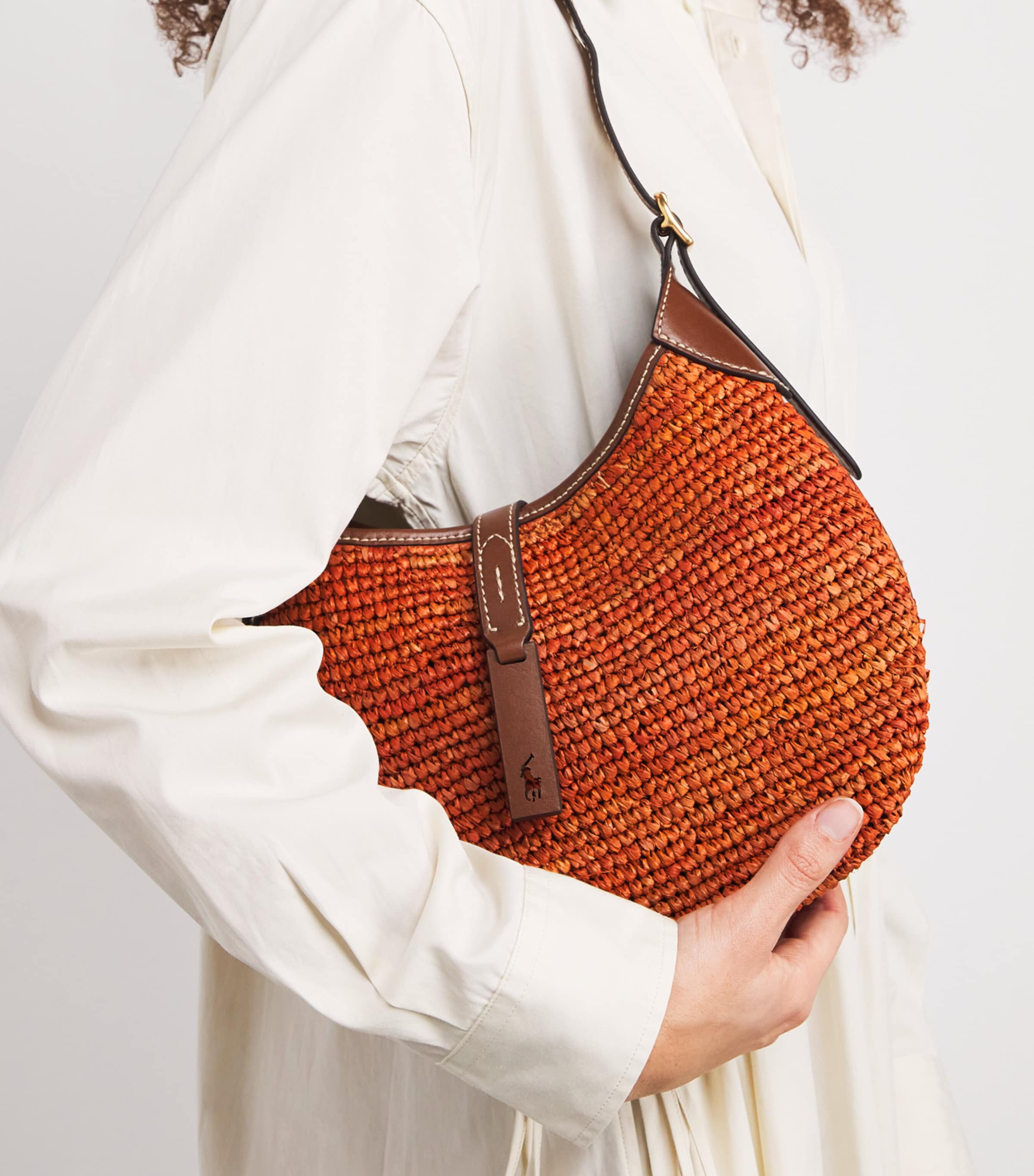 Small Crochet Polo ID Shoulder Bag SEQUOIA/CUOIO Image 5