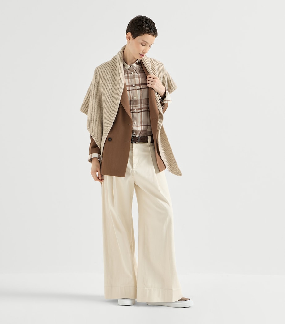 Brunello Cucinelli Cashmere-Blend Sparkling Shawl Light Beige Image 2