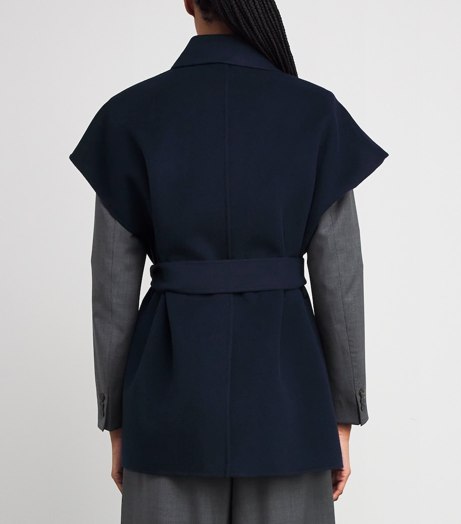 Wool Sleeveless Belted Coat NAVY Image 4