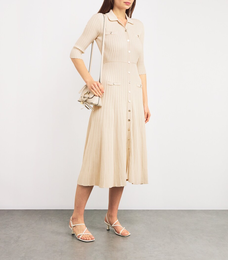 Sequinned Ribbed Midi Dress BEIGE Image 2