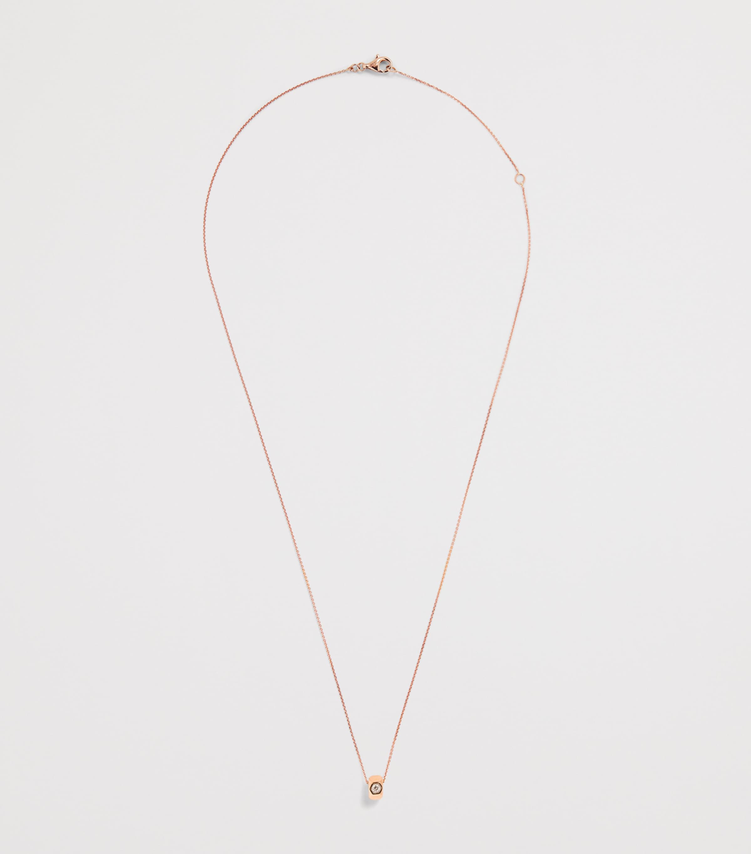 Mini Rose Gold and Diamond Honeycomb Necklace ROSE GOLD Image 3