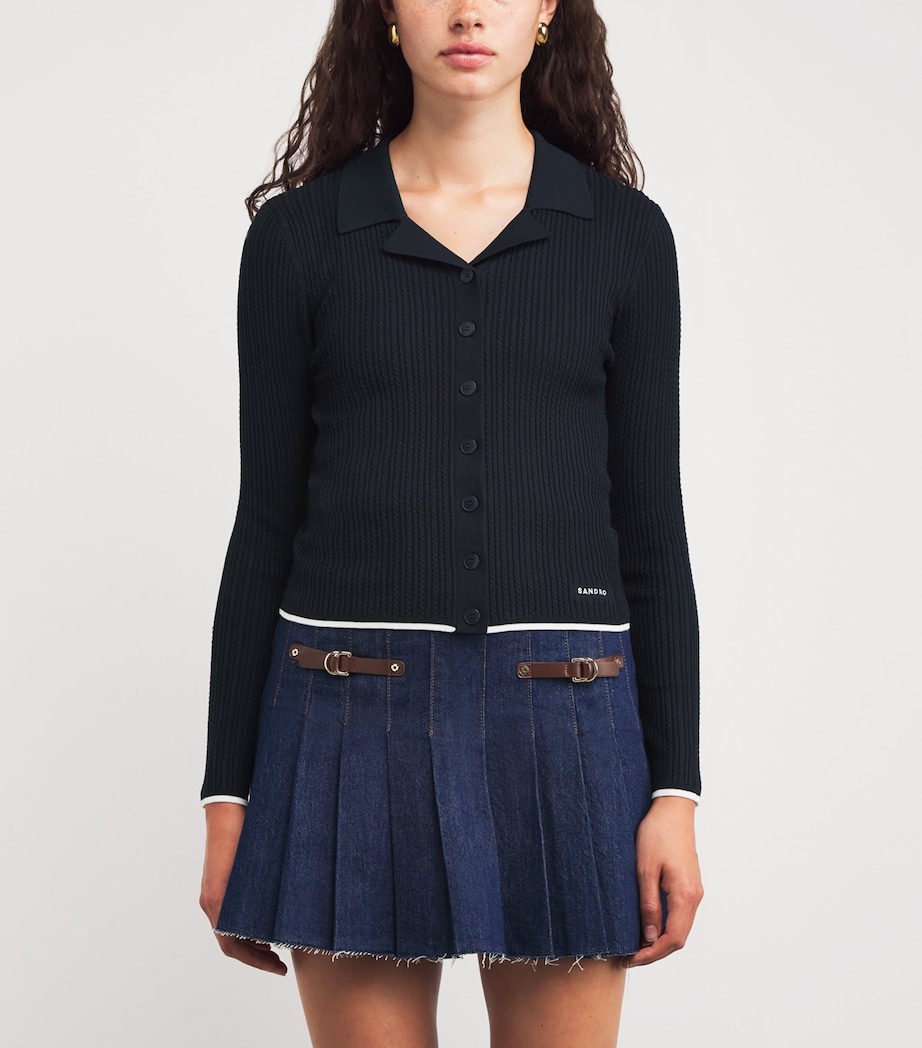 Cable-Knit Cardigan NAVY BLUE Image 3