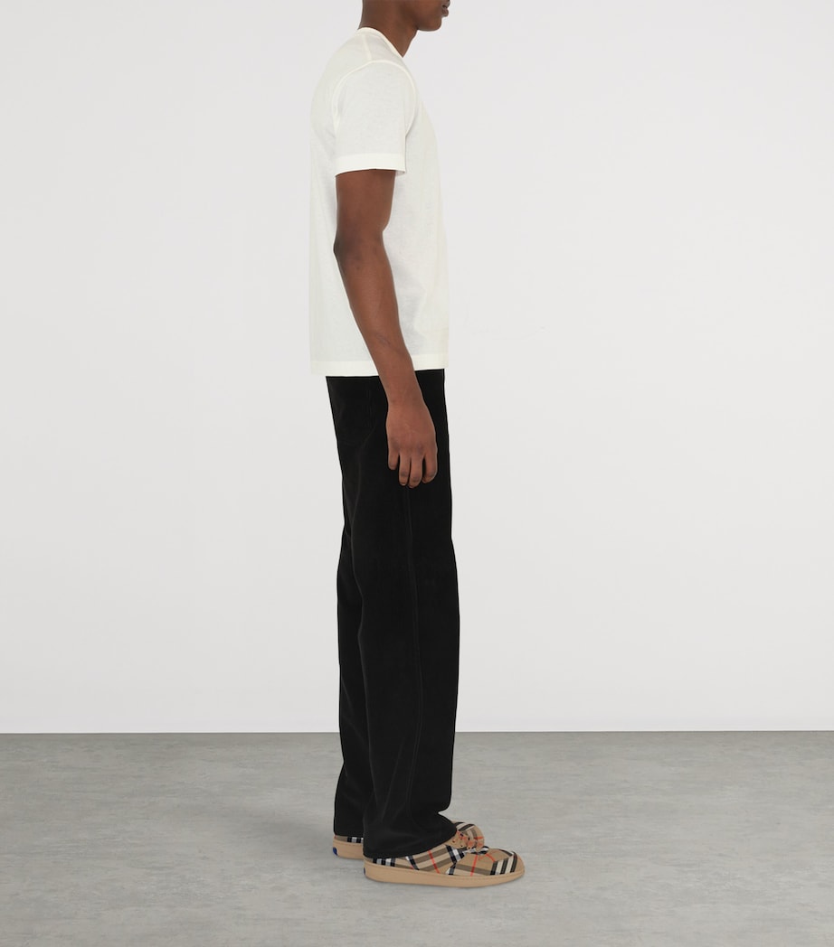 Cotton Check-Trim T-Shirt CHALK Image 3