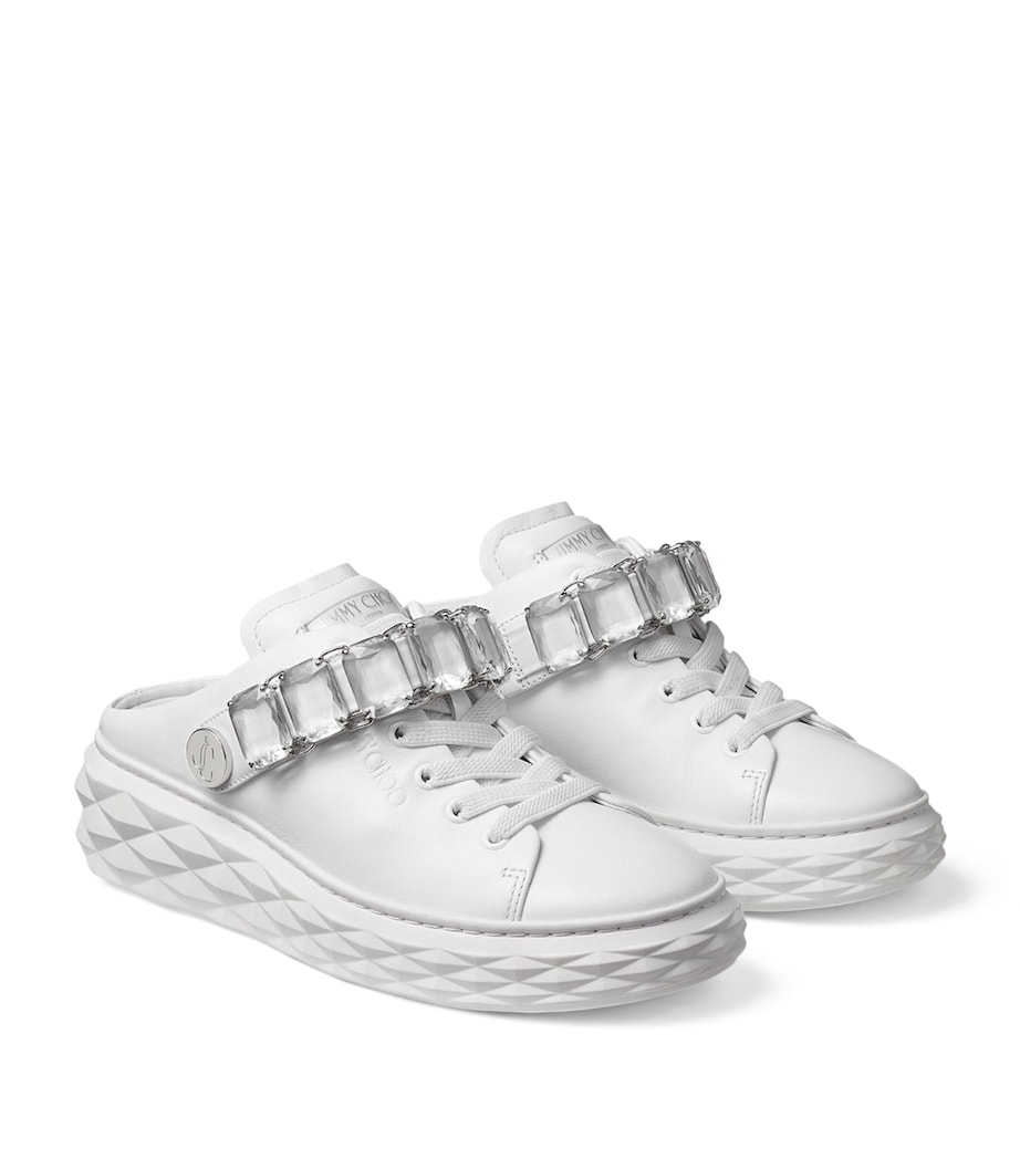Leather Diamond Sling Sneakers V WHITE/CRYSTAL Image 5