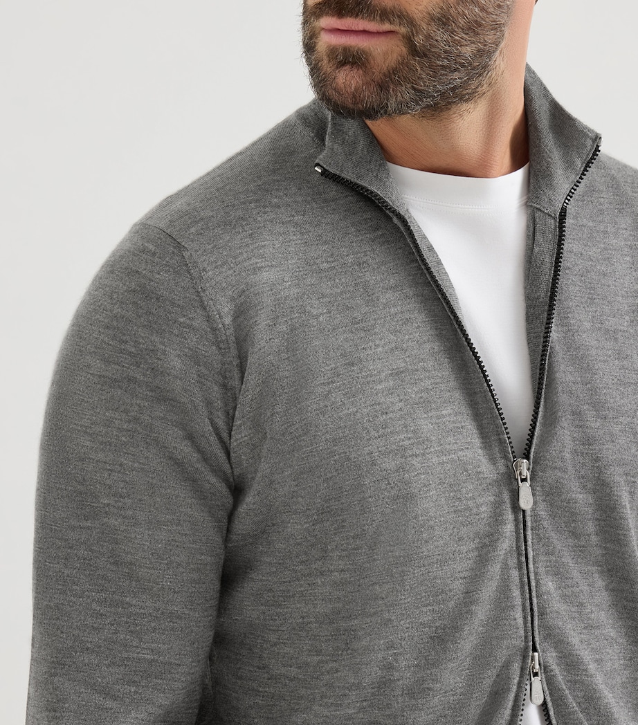 Brunello Cucinelli Mens Cashmere-Silk Zip-Up Cardigan Image 6