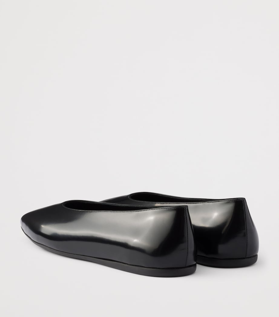 Prada Leather Logo Ballet Flats Black Image 4
