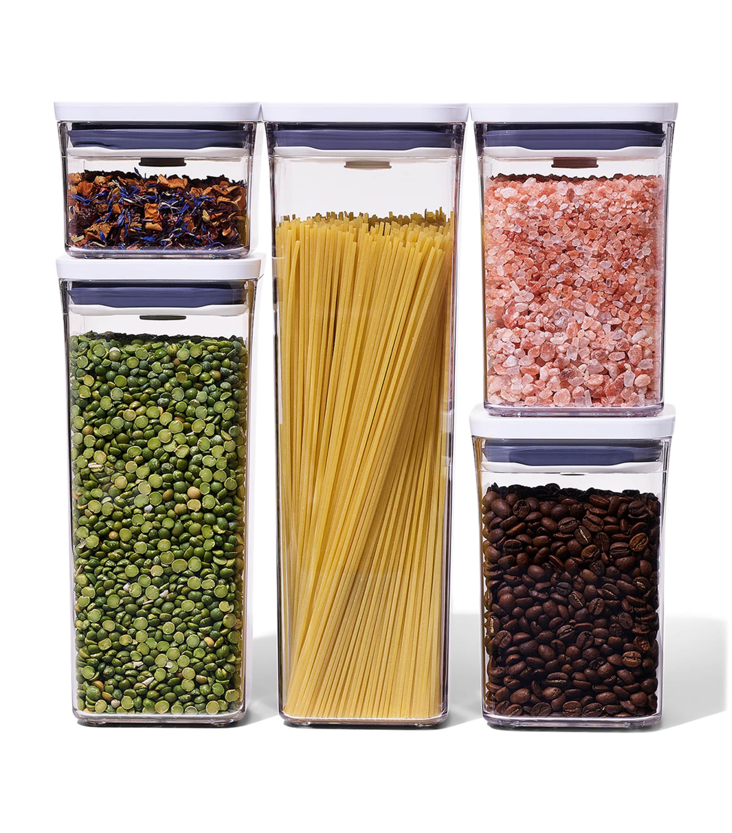 Set of 5 Good Grips POP Containers CLEAR/WHITE Image 2