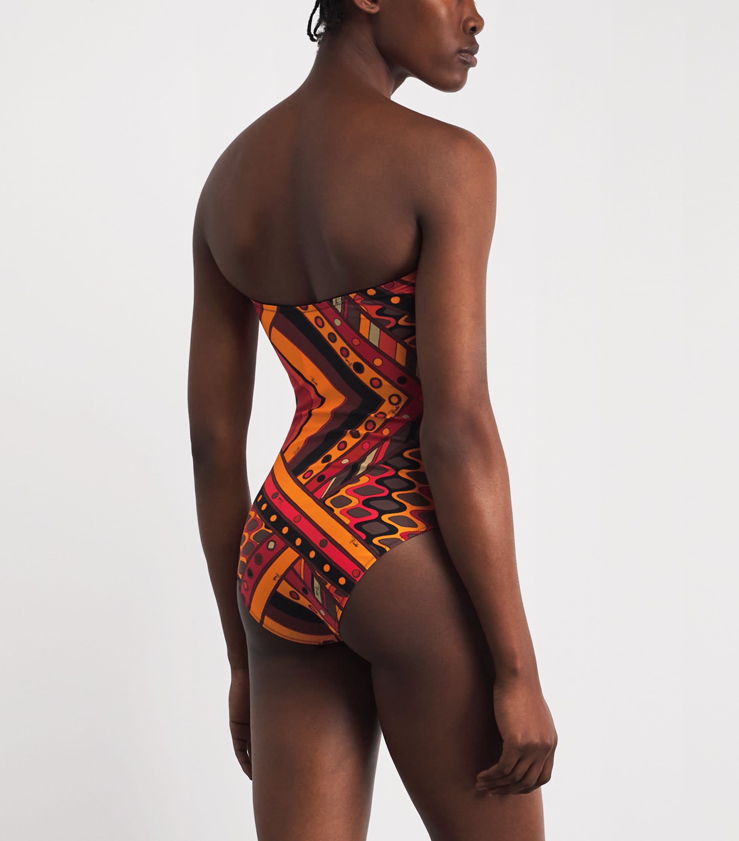 PUCCI Womens Vivara Strapless Swimsuit Orange Image 3
