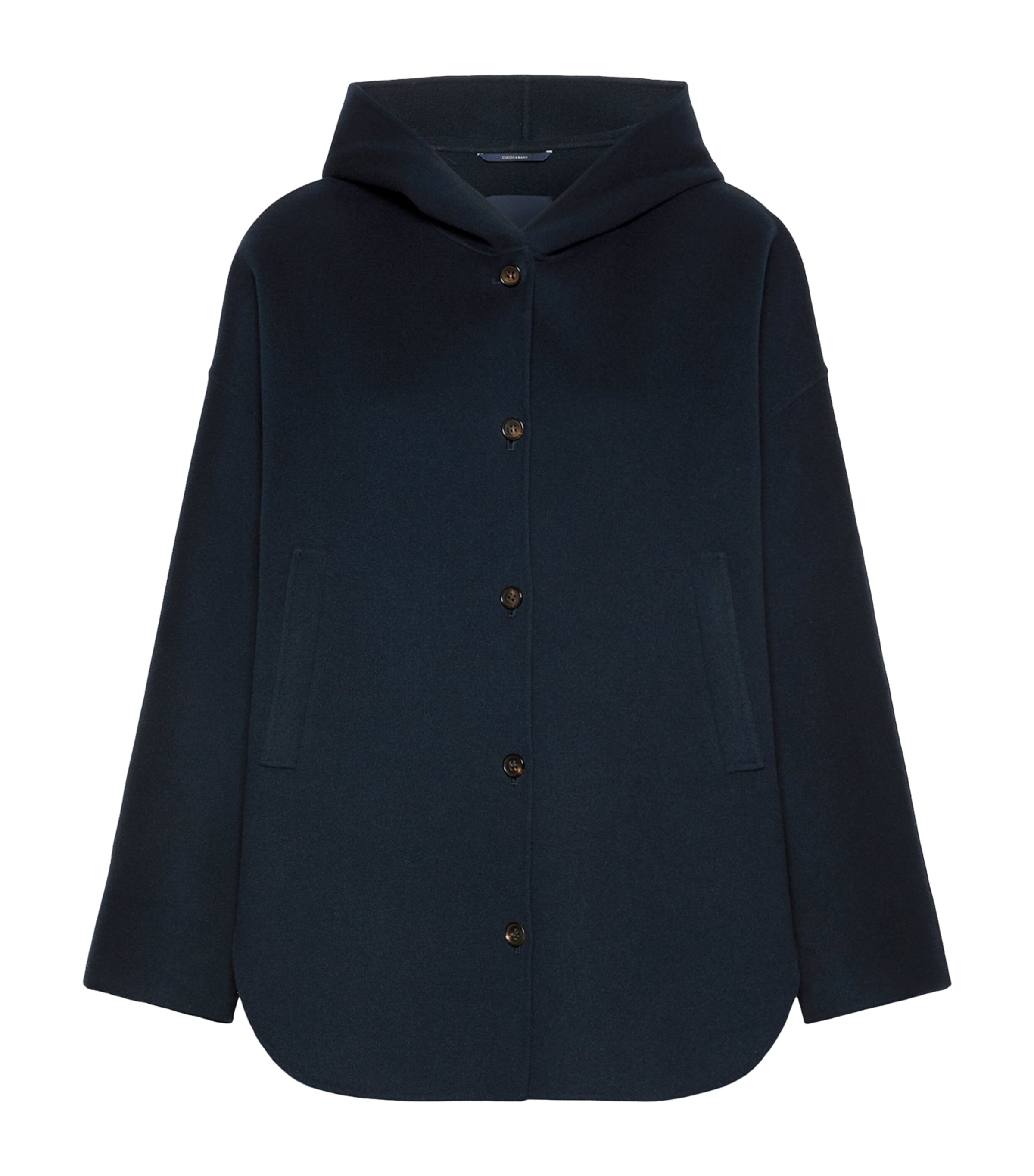 Max Mara Womens Virgin Wool Hooded Coat Midnightblue Image 1