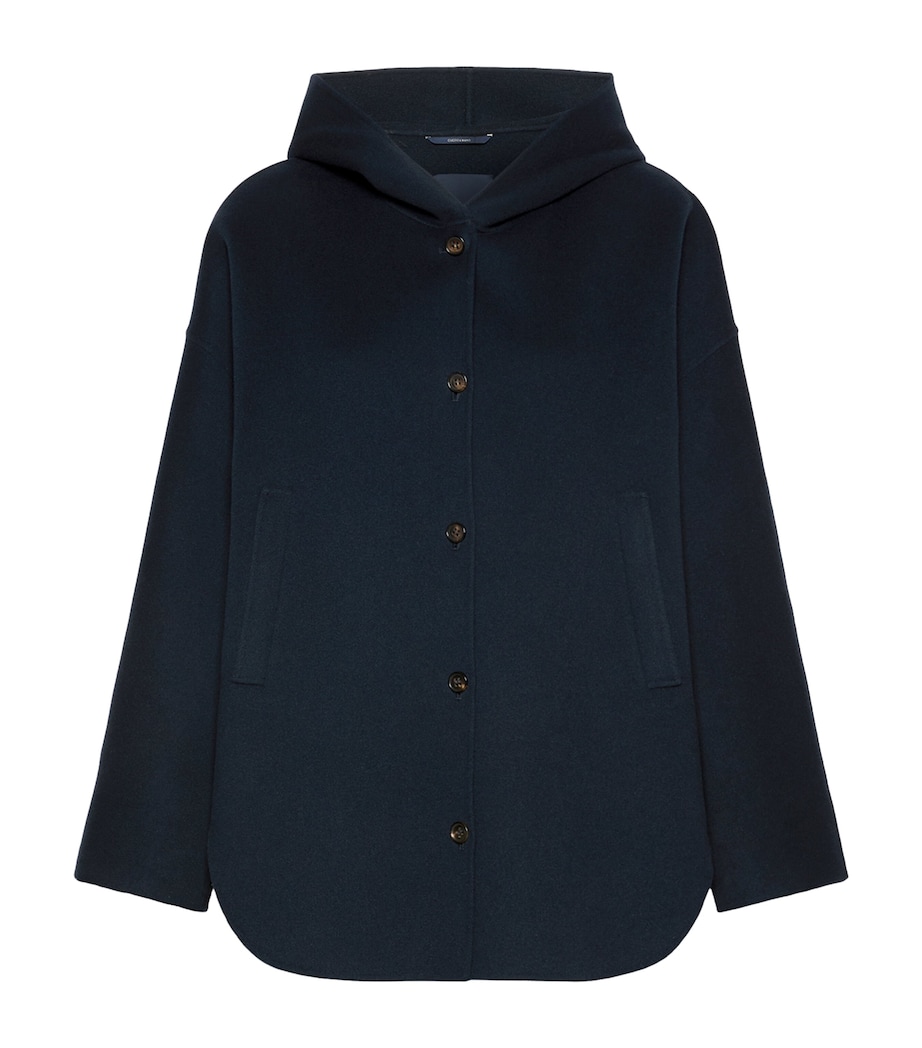 Max Mara Womens Virgin Wool Hooded Coat Midnightblue Image 1