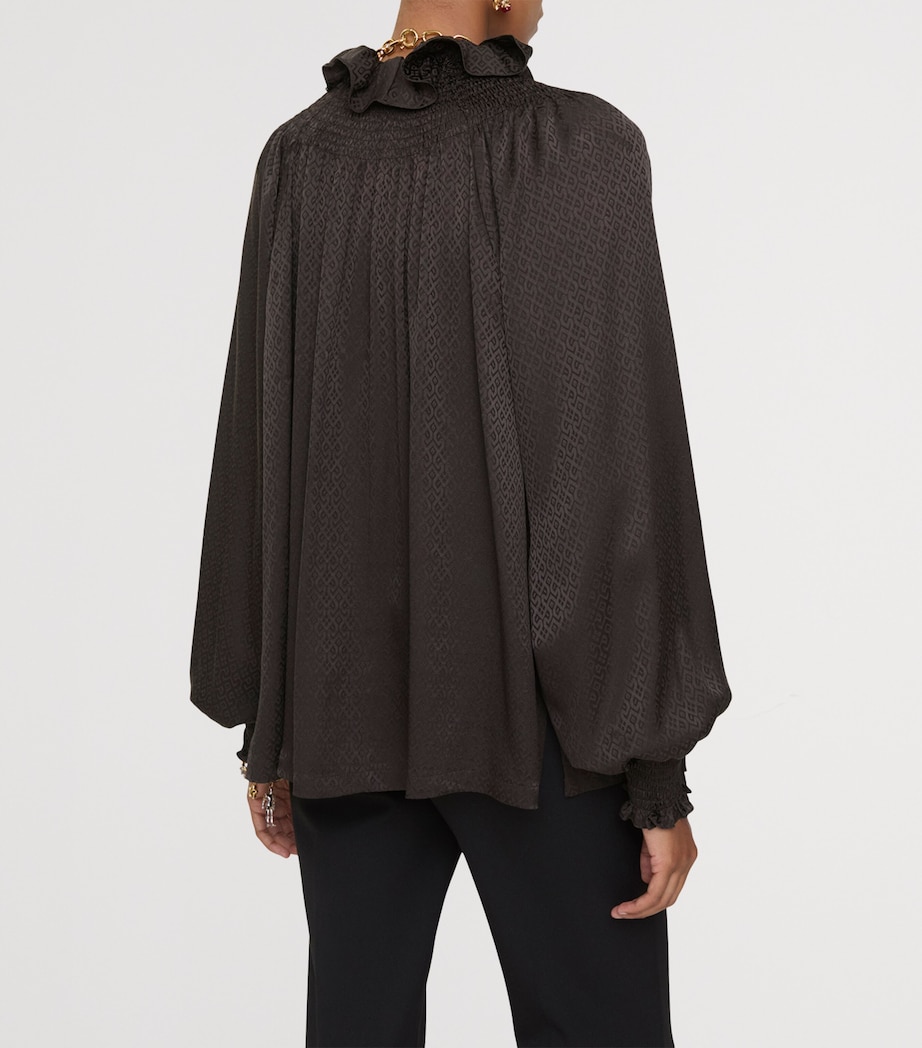 Silk Geometric Blouse HAWK BROWN IP PAT Image 3