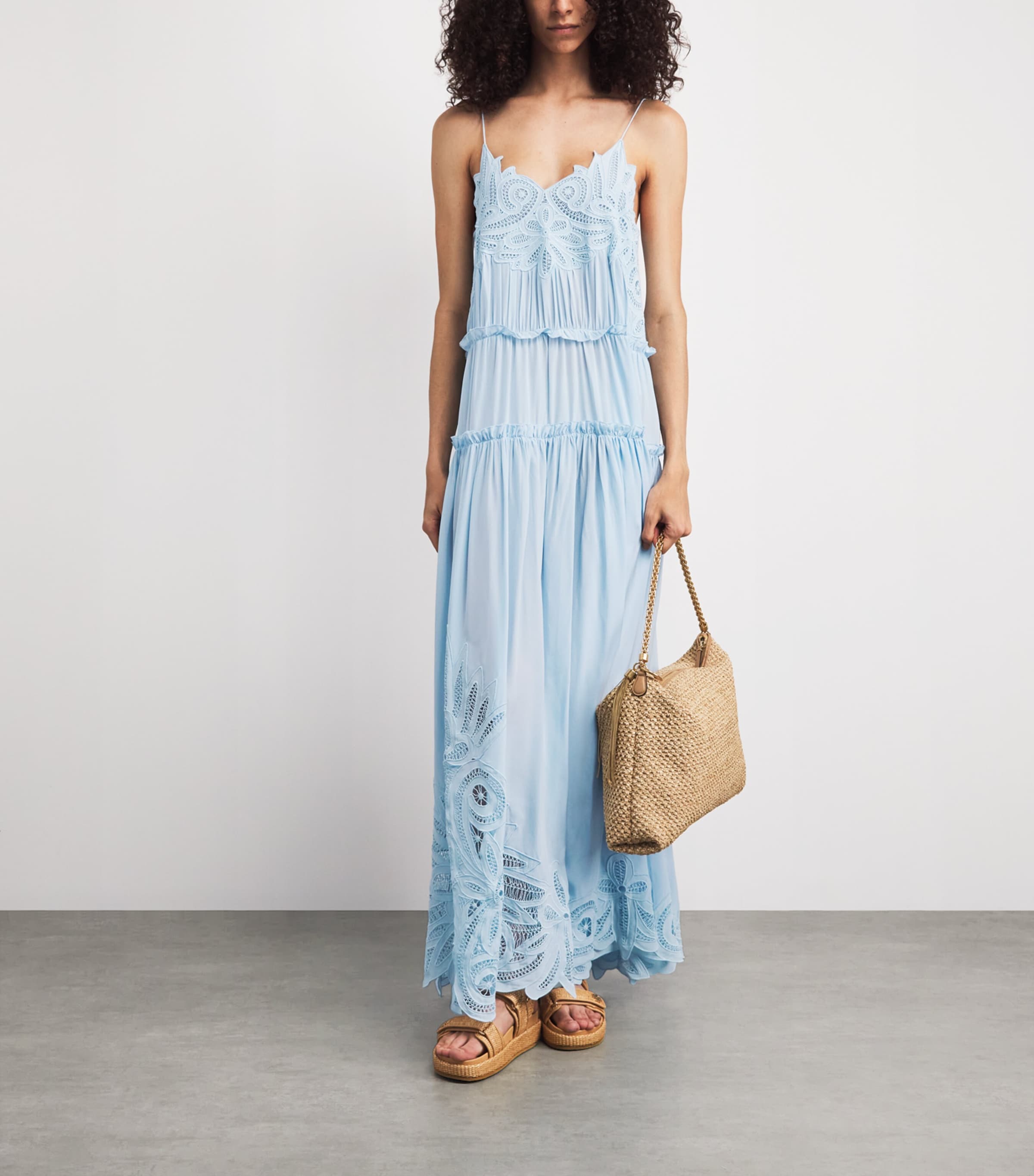Ulla Johnson Womens Silk Lace Filippa Maxi Dress Adriatic Image 2