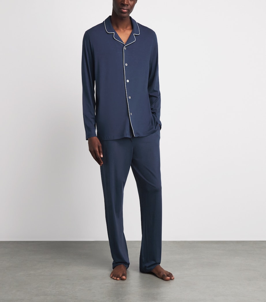 Derek Rose Mens Modal-Blend Basel Pyjama Set Navy Image 7