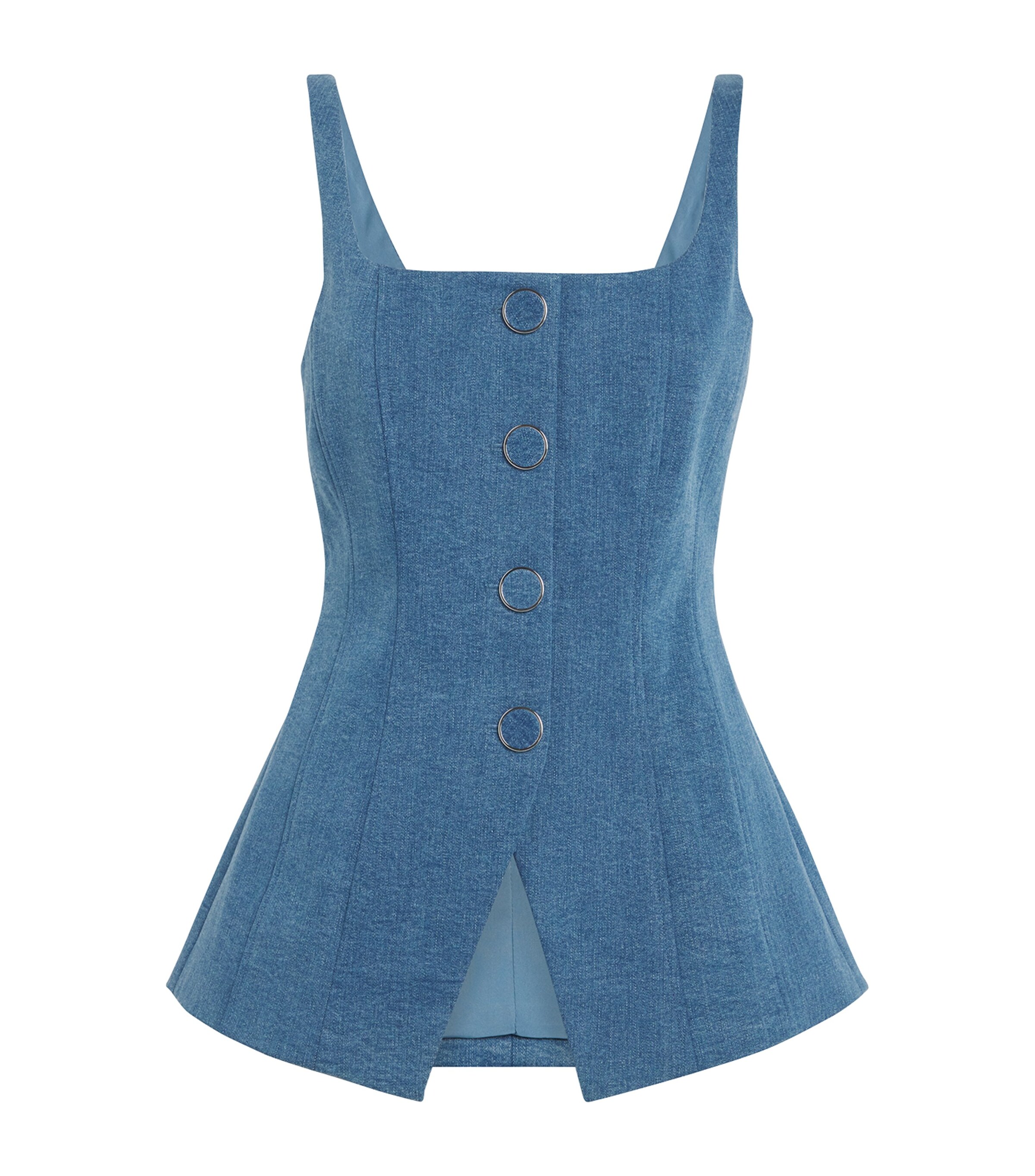 Veronica Beard Womens Denim Liana Tailored Top Sea Glare Image 1