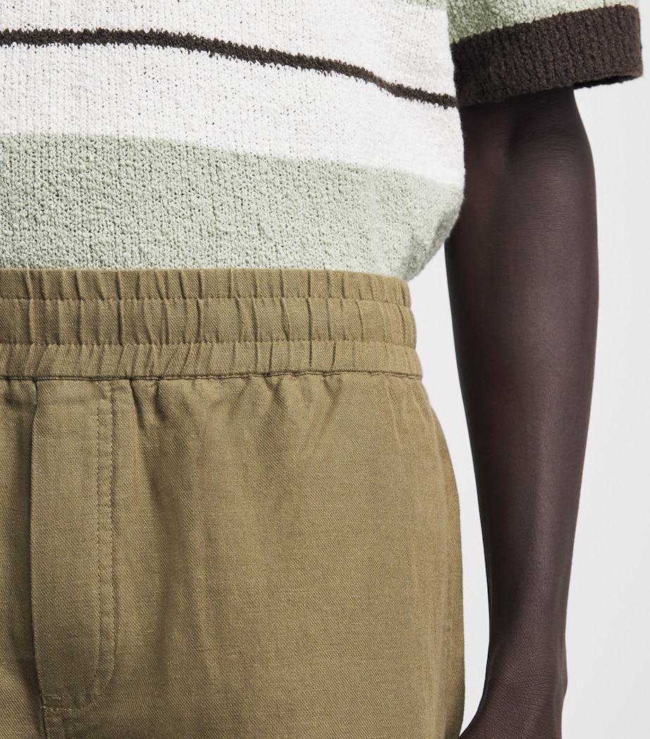 Samsøe Samsøe Mens Linen-Cotton Smith Shorts Dusky Green Image 3