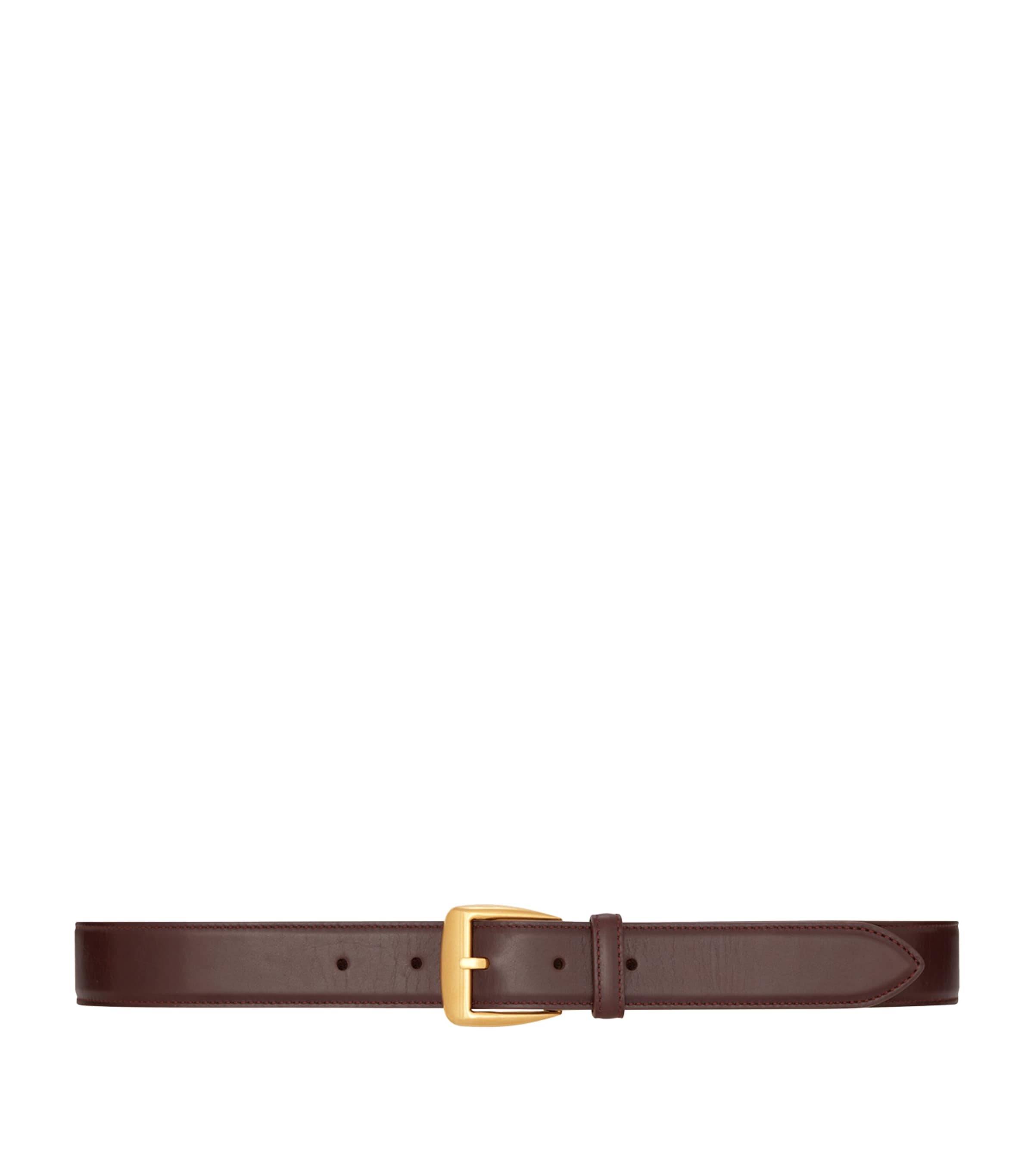 Saint Laurent Polished Leather Belt In Sand