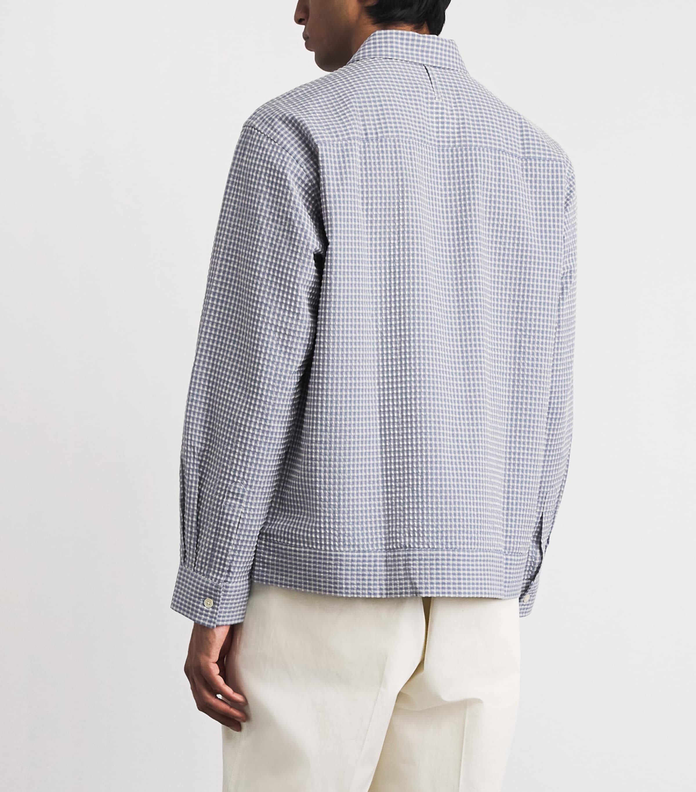 NN.07 Mens Stretch-Cotton Seersucker Reed Shirt Stone Blue Image 5