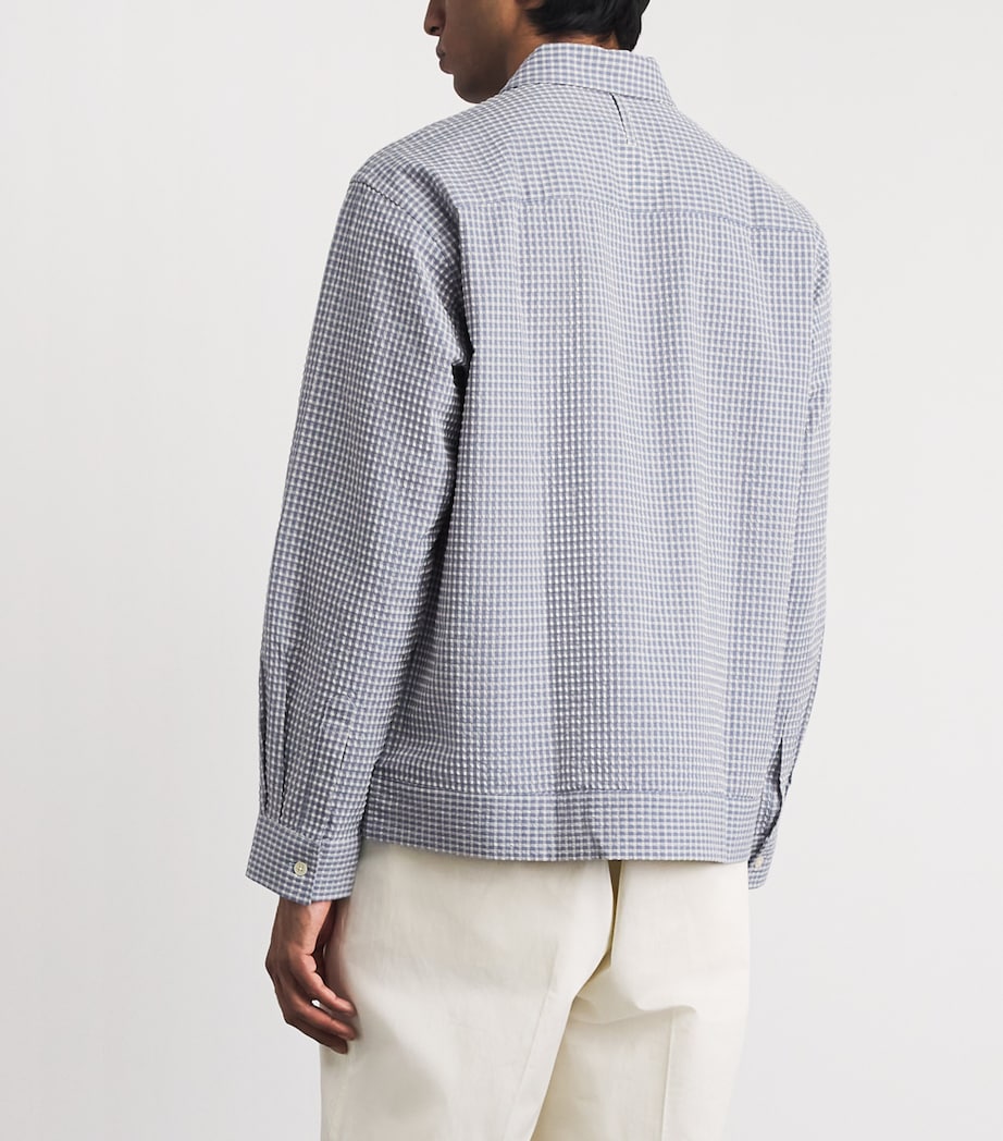 NN.07 Mens Stretch-Cotton Seersucker Reed Shirt Stone Blue Image 5