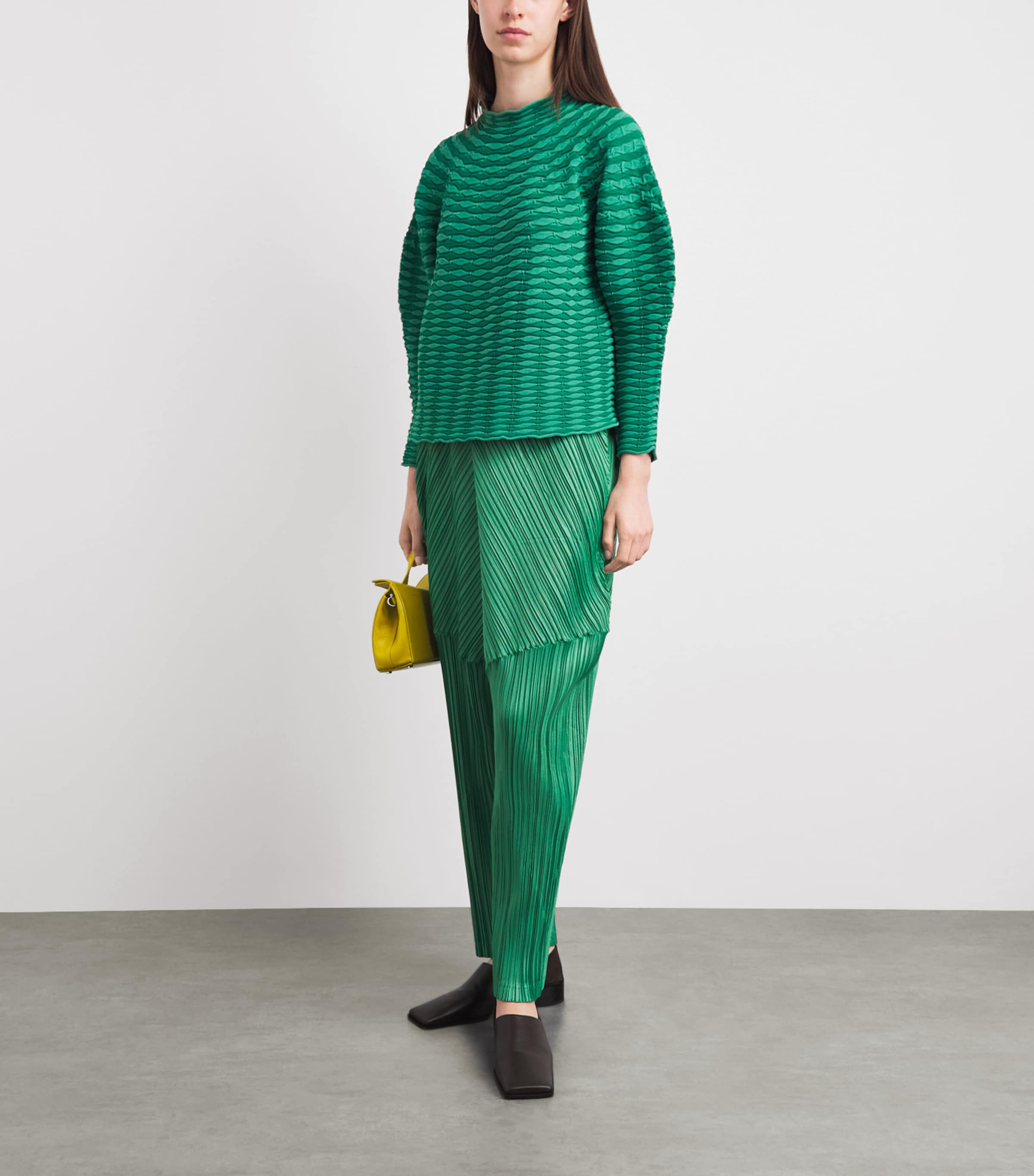 Pleats Please Issey Miyake Womens Thicker Bottoms 2 Trousers Grass Green Image 2