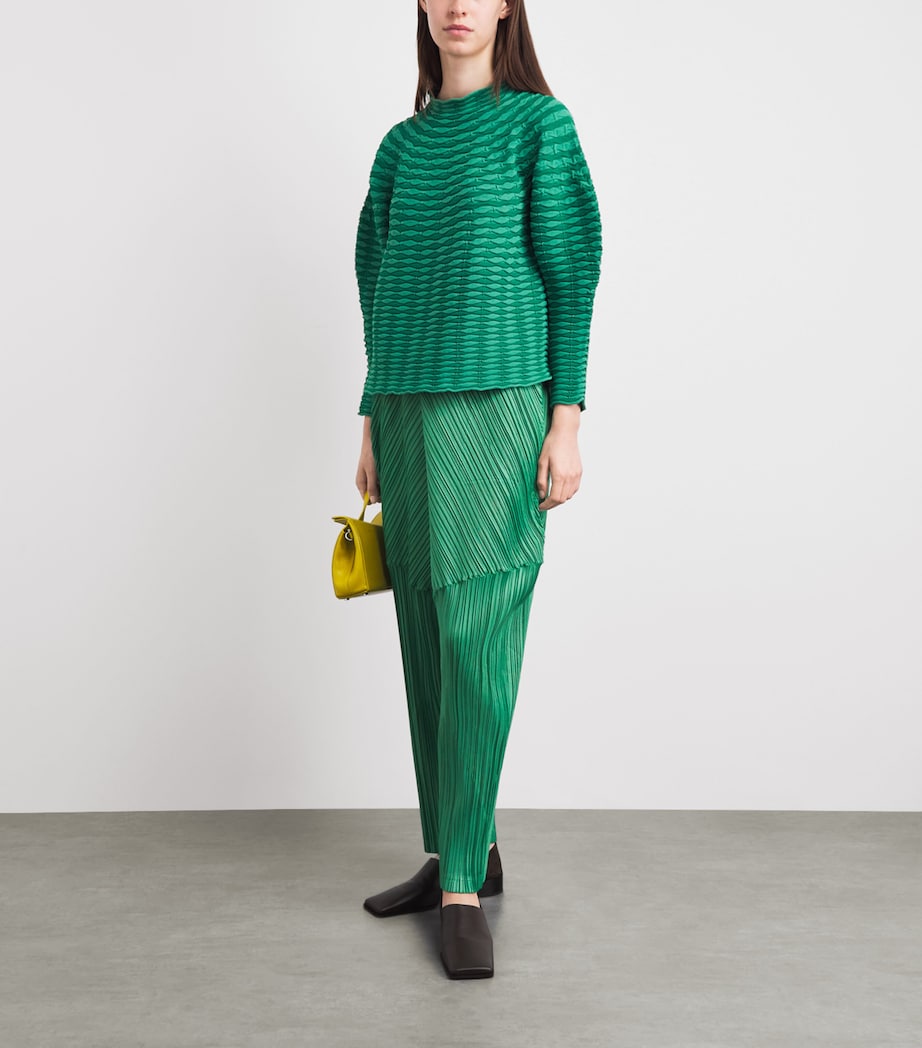Pleats Please Issey Miyake Womens Thicker Bottoms 2 Trousers Grass Green Image 2