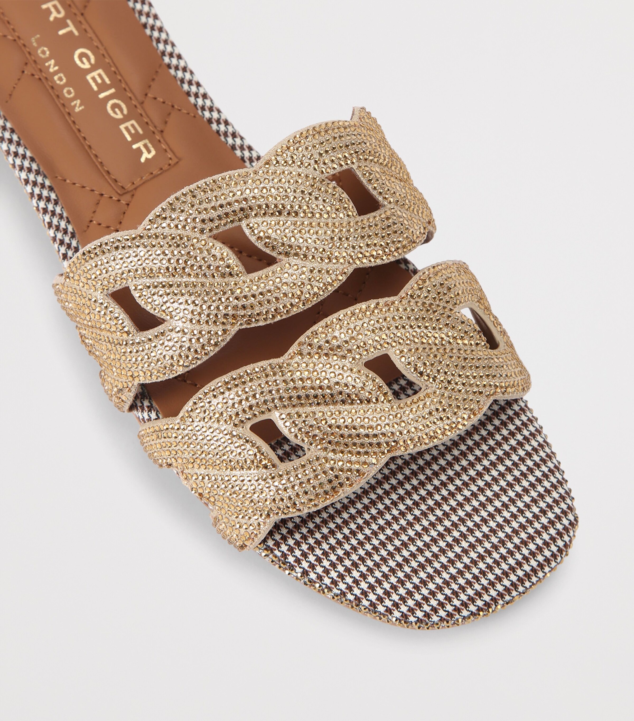 Kurt Geiger London Leather Embellished Chain Sandals Gold Comb Image 3