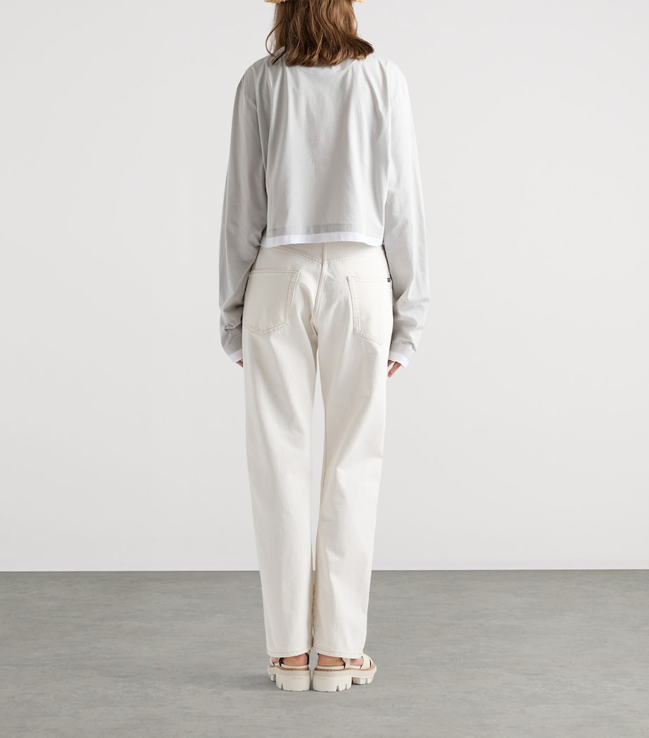Prada Womens Layered Long-Sleeve T-Shirt Grey Image 4