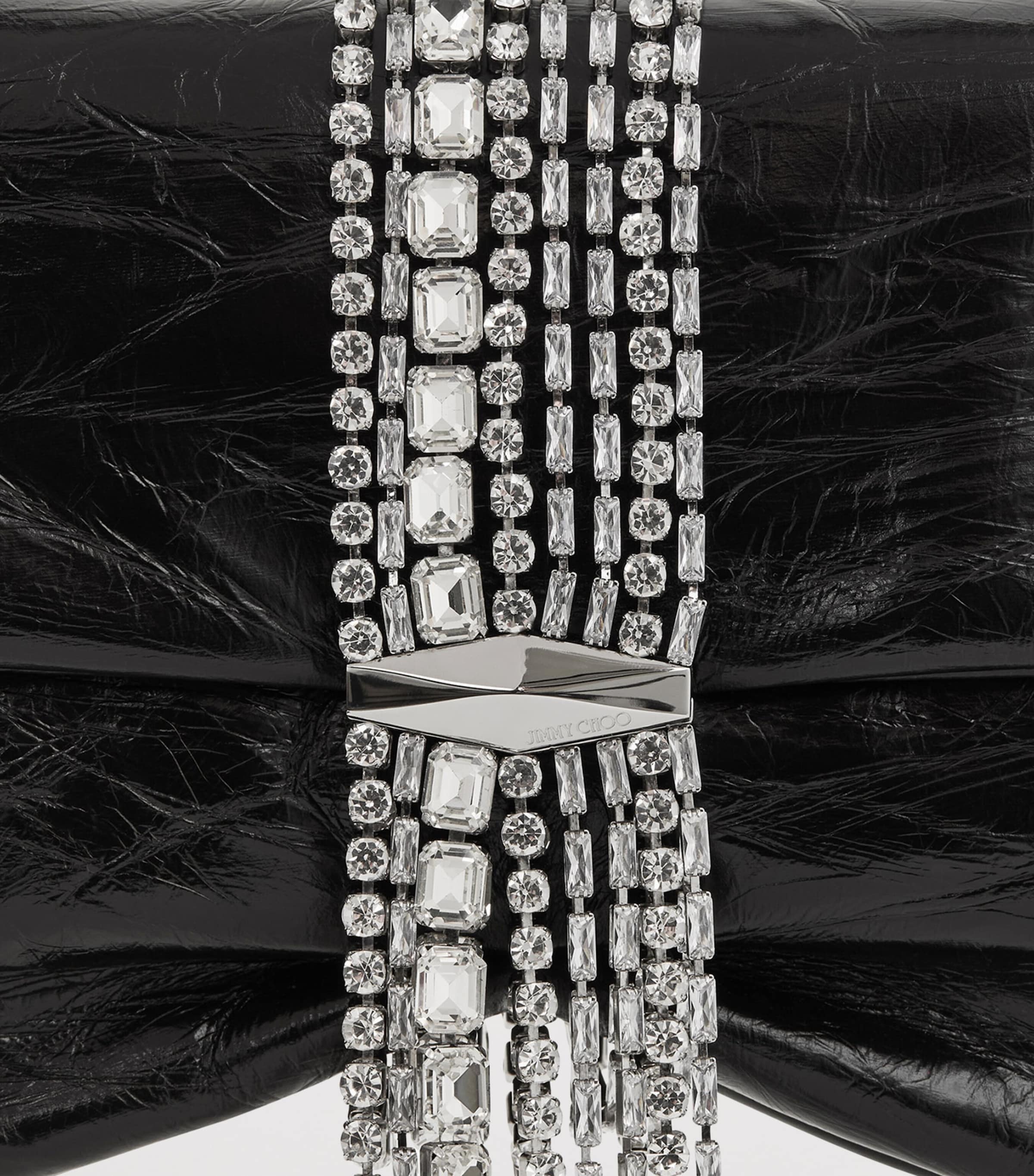 Zandra Leather Embellished Shoulder Bag BLACK/SILVER Image 5