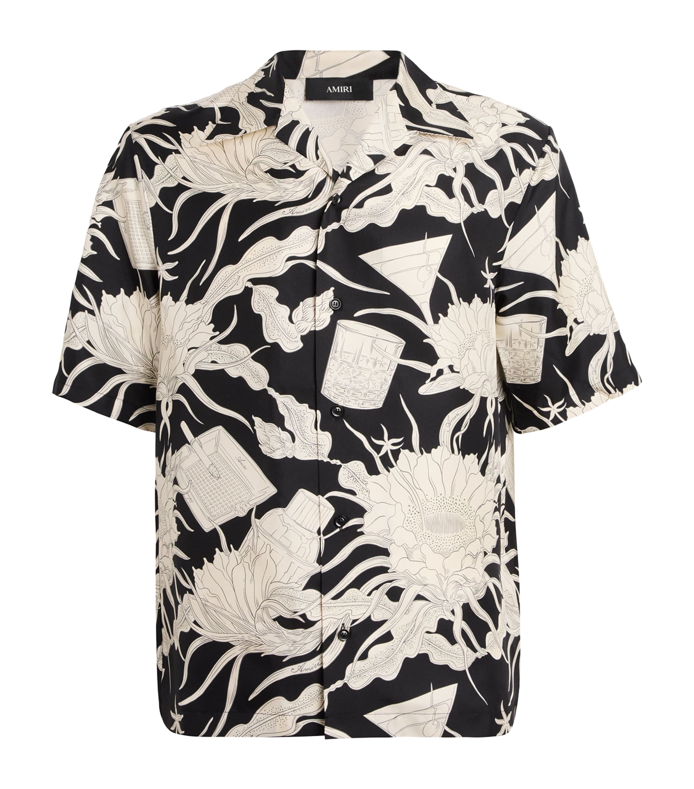 Amiri Floral-print Short-sleeved Shirt In White