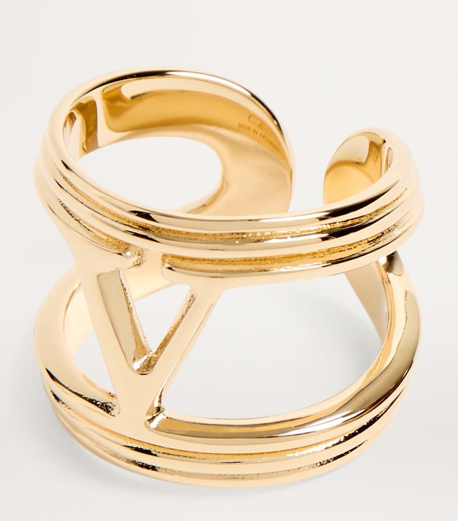 Gold-Tone VLogo Signature Ring L01 Image 3