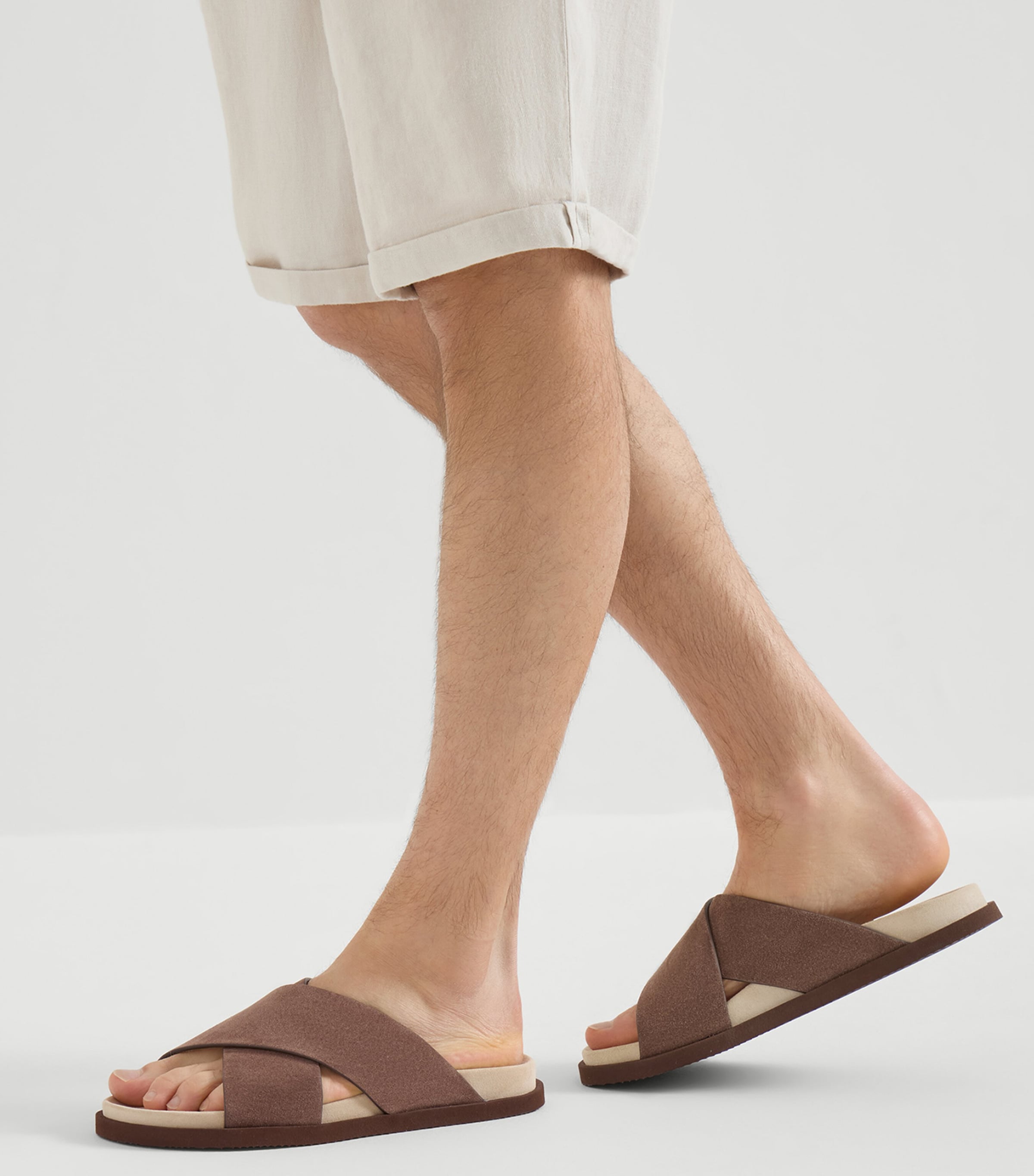 Brunello Cucinelli Suede Crossover Sandals Image 4