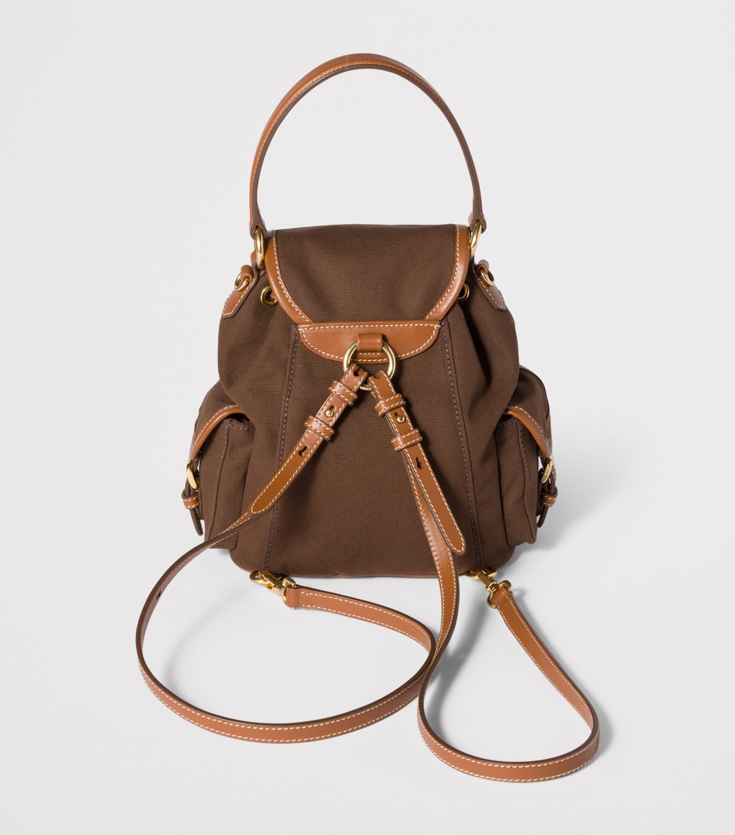 Canvas-Leather Backpack F04KB Image 3