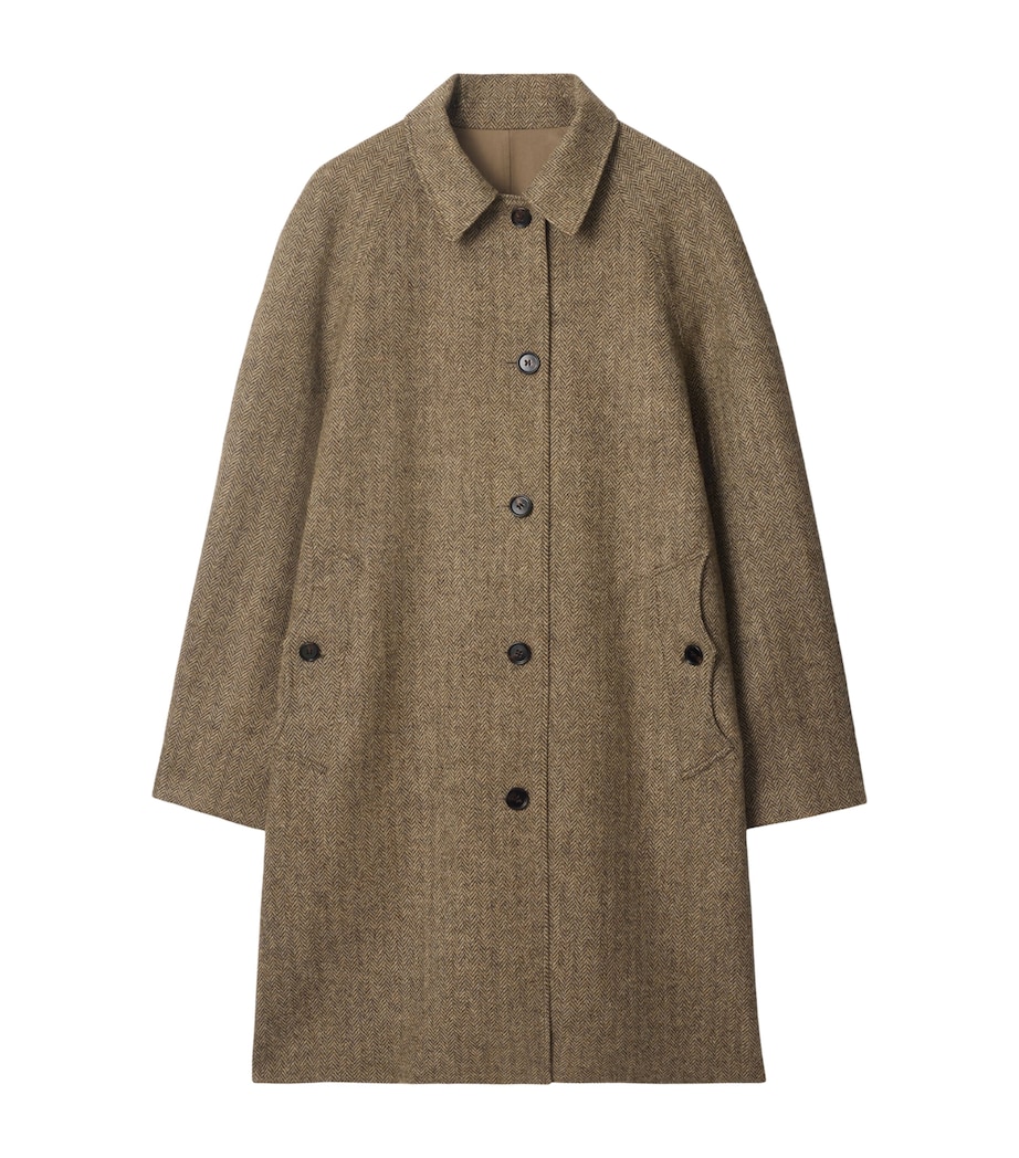 Cotton-Wool Reversible Dual Long Car Coat CLAY BROWN Image 1