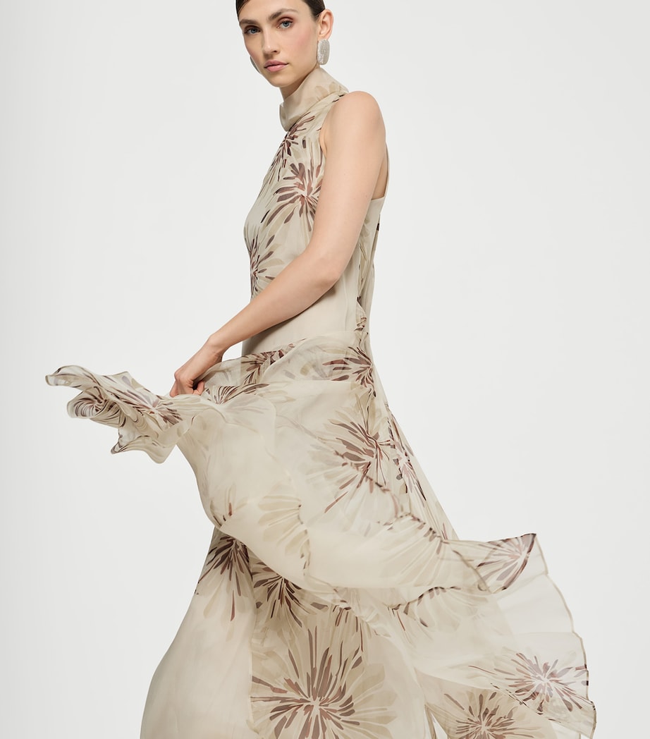 Brunello Cucinelli Womens Silk Halterneck Floral Maxi Dress Image 4