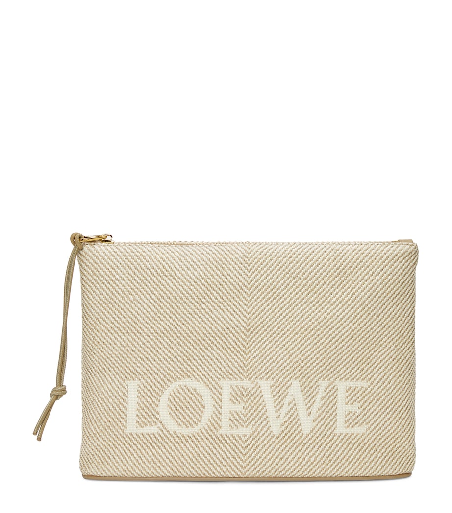 LOEWE Jacquard Logo Oblong Pouch Ecru Image 1