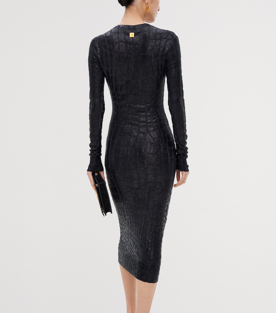 Schiaparelli Womens Trompe l’Oeil Scale Dress Black Image 3