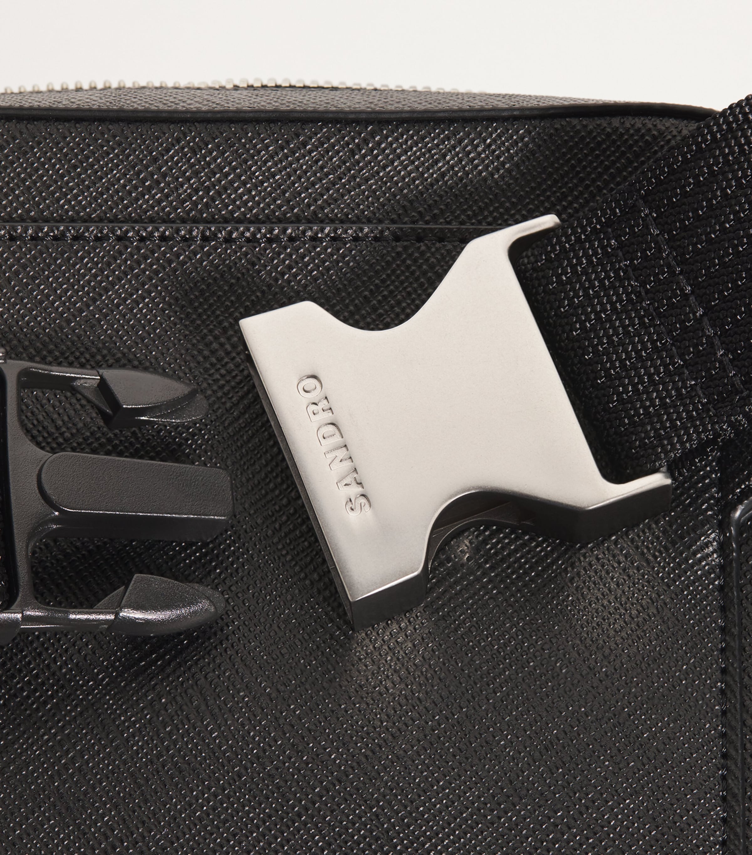 Small Recycled Leather Cross-Body Bag BLACK Image 4