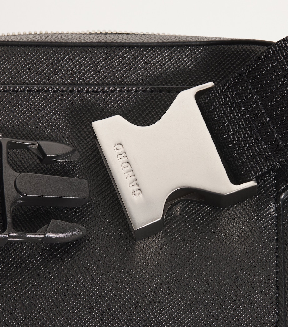 Small Recycled Leather Cross-Body Bag BLACK Image 4