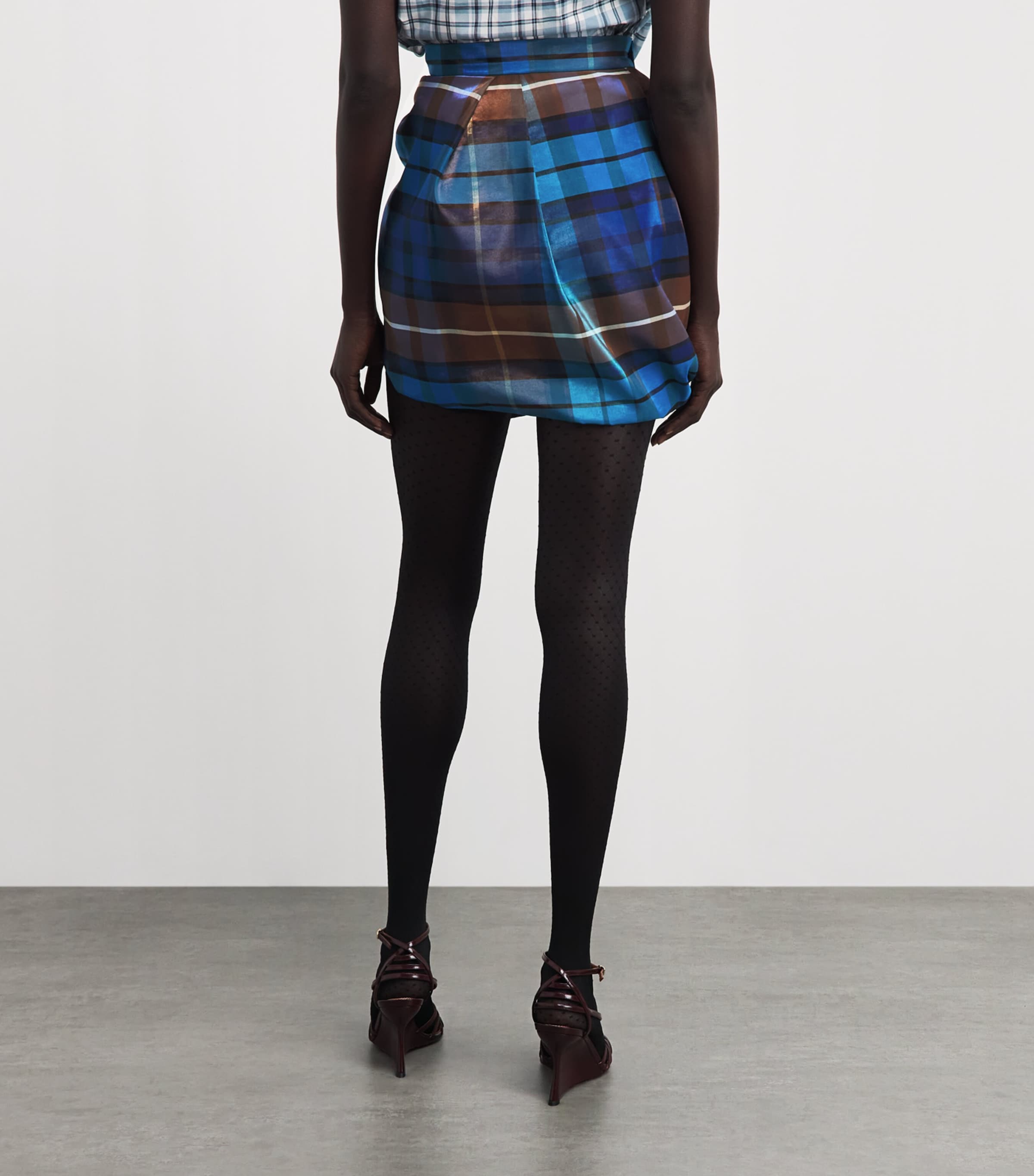 Vivienne Westwood Womens Tartan Zora Mini Skirt Shny Blue/brown Image 5
