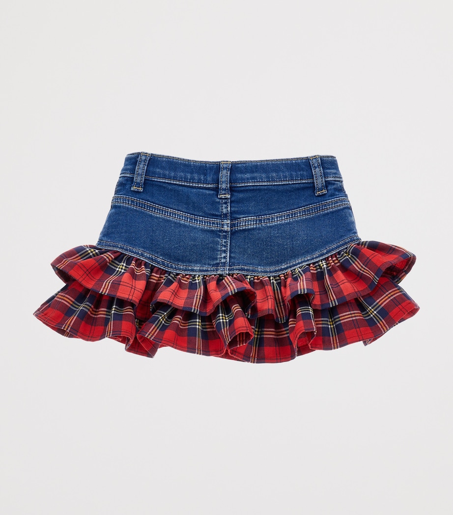 Denim Tartan-Ruffle Mini Skirt (3-36 Months) BLU STONE DENIM Image 2