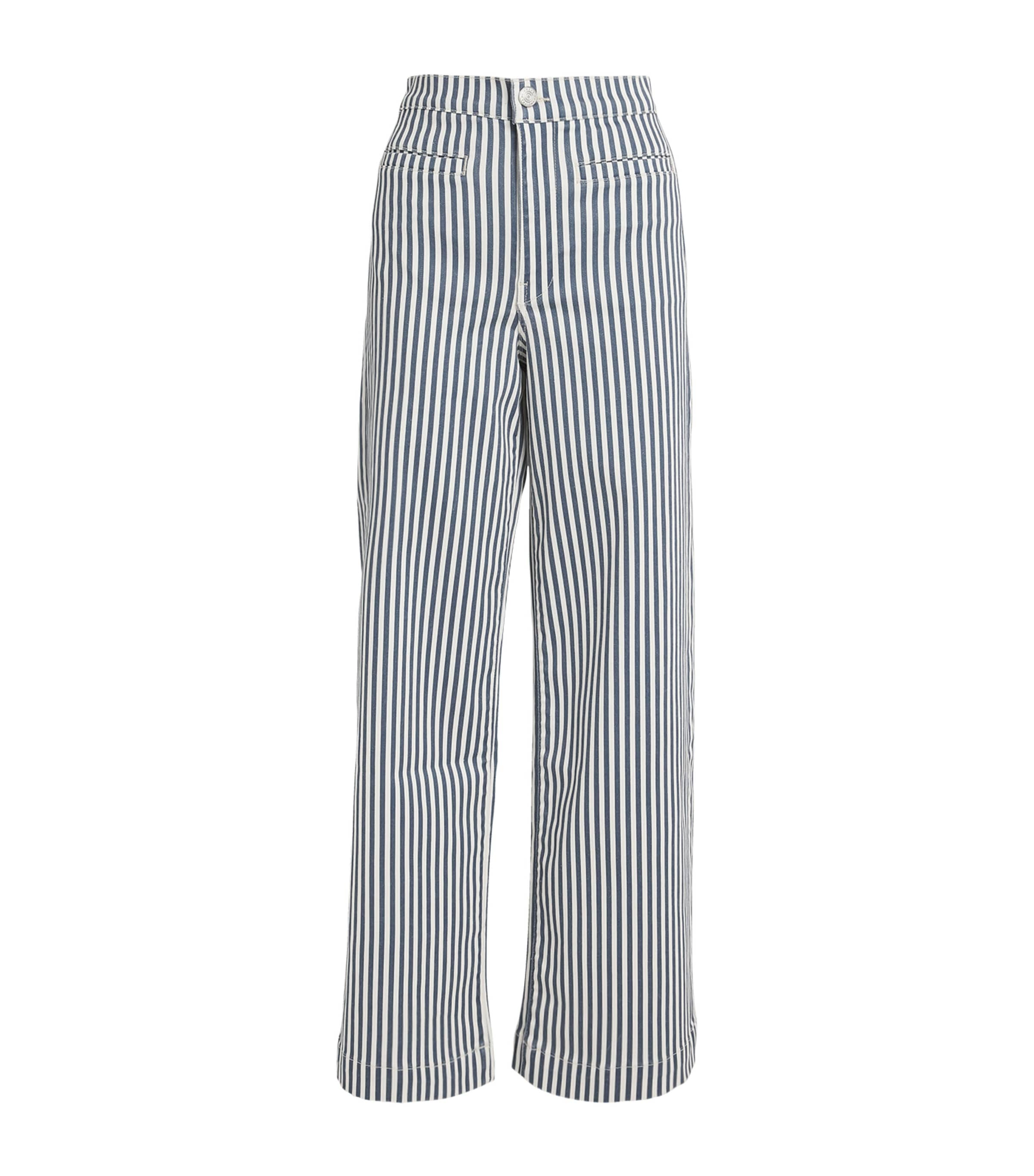 Frame Striped Tailored Trousers In Blue