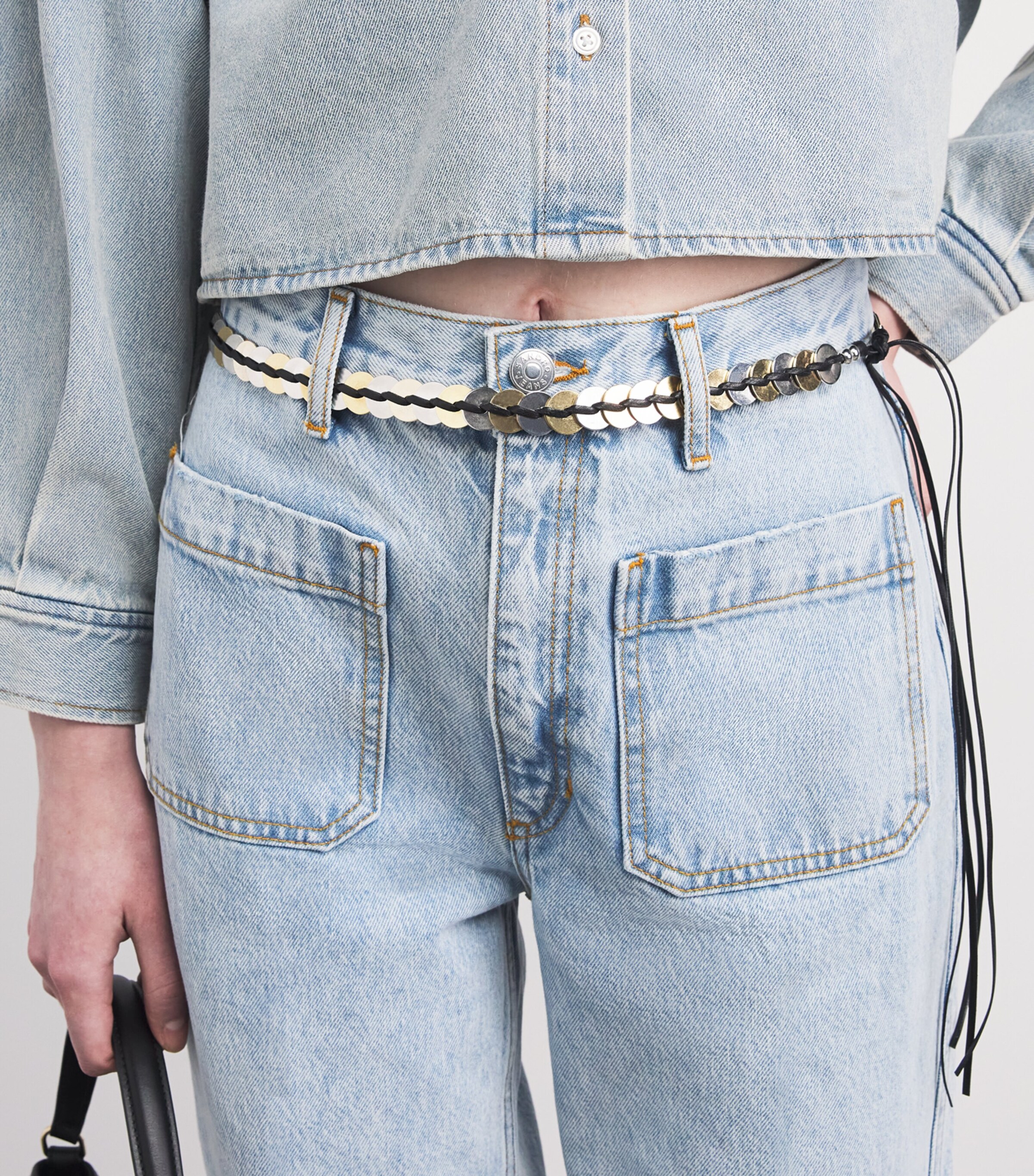 Sandro Paris Leather Jewellery Belt Silver Image 2