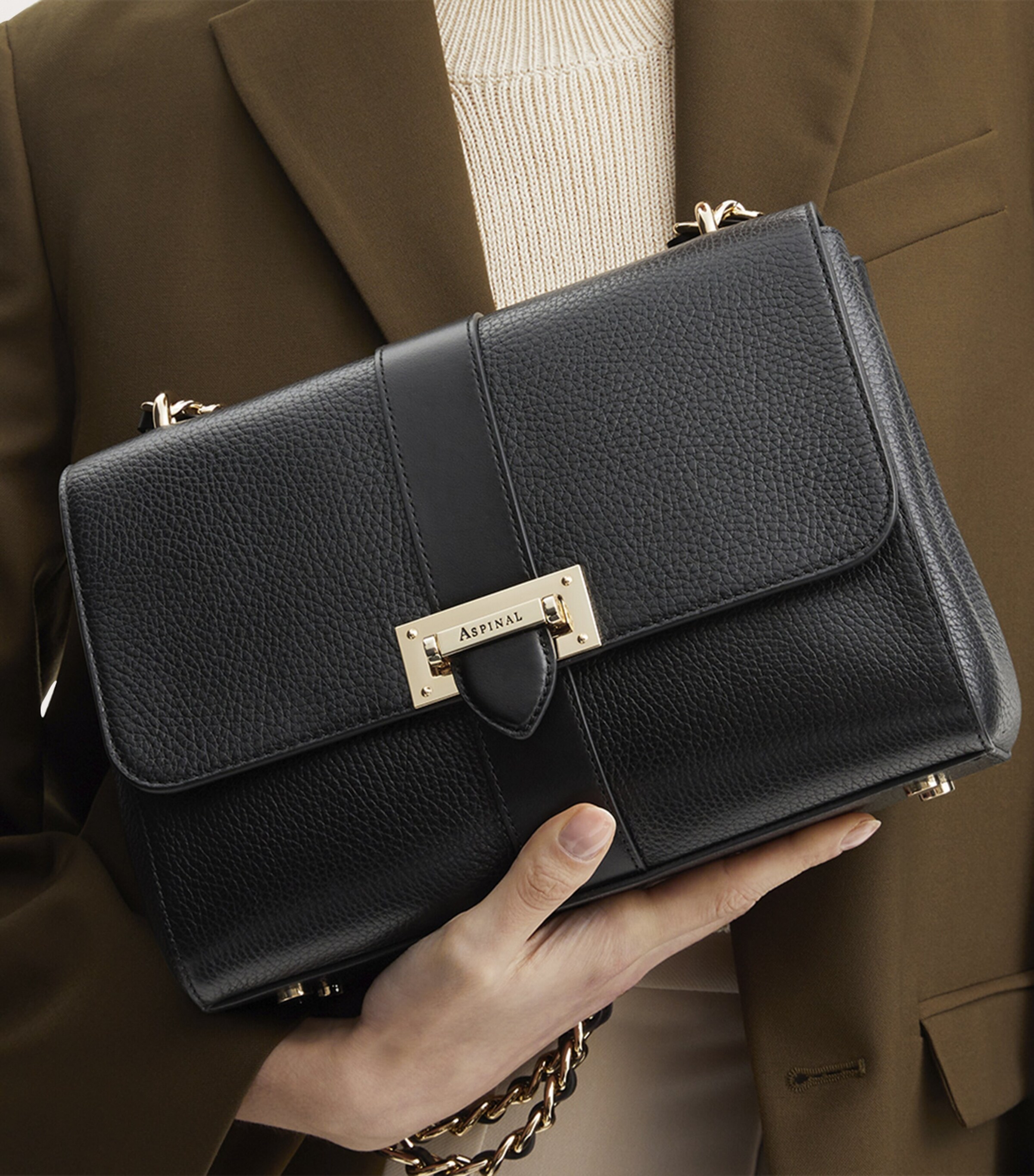 Large Leather Lottie Cross-Body Bag BLACK Image 2