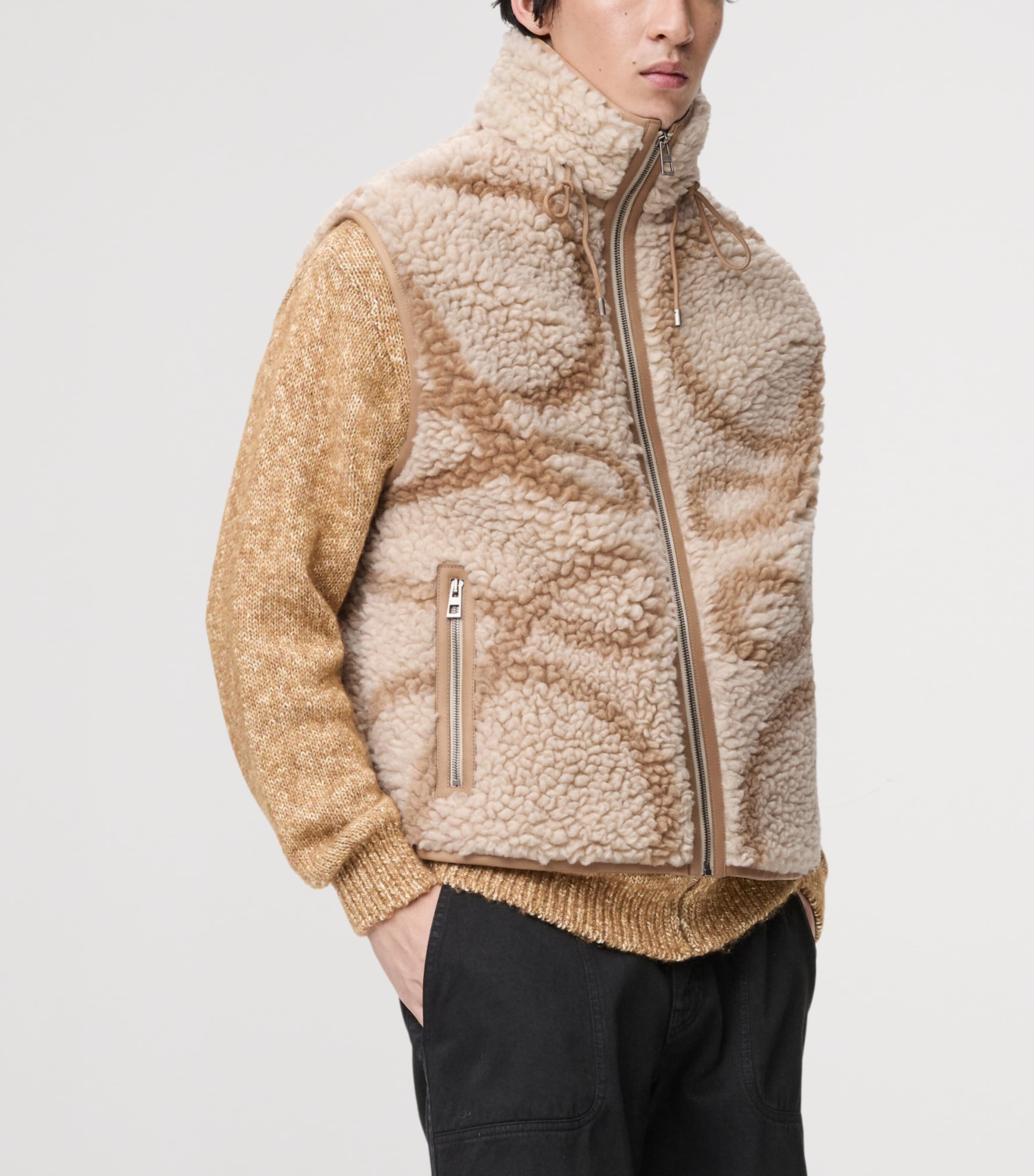 Fleece Anagram Gilet BEIGE/KHAKI GREEN Image 3