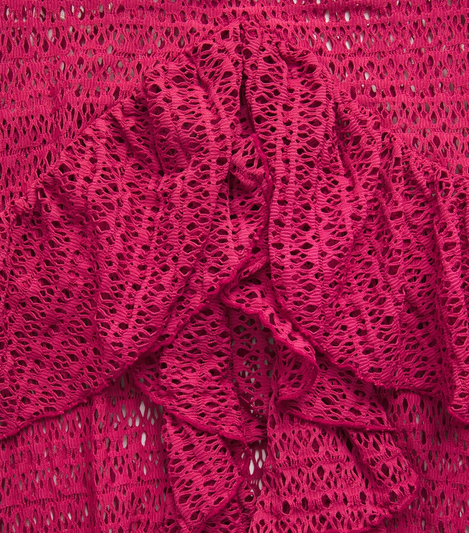 PatBO Womens Crochet Ruffle Maxi Skirt Magenta Image 6