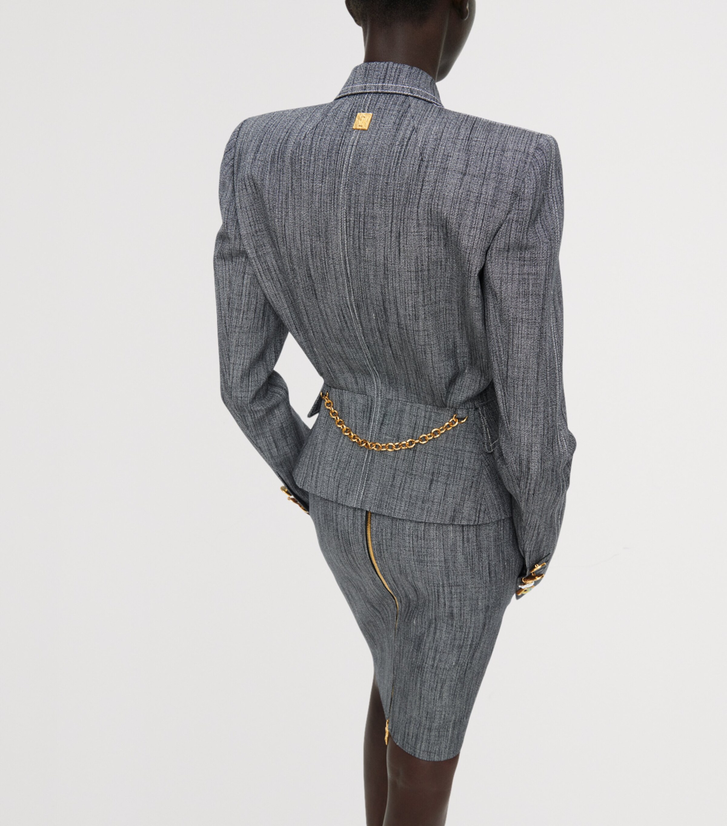 Schiaparelli Womens Canvas Pencil Skirt Grey Image 3
