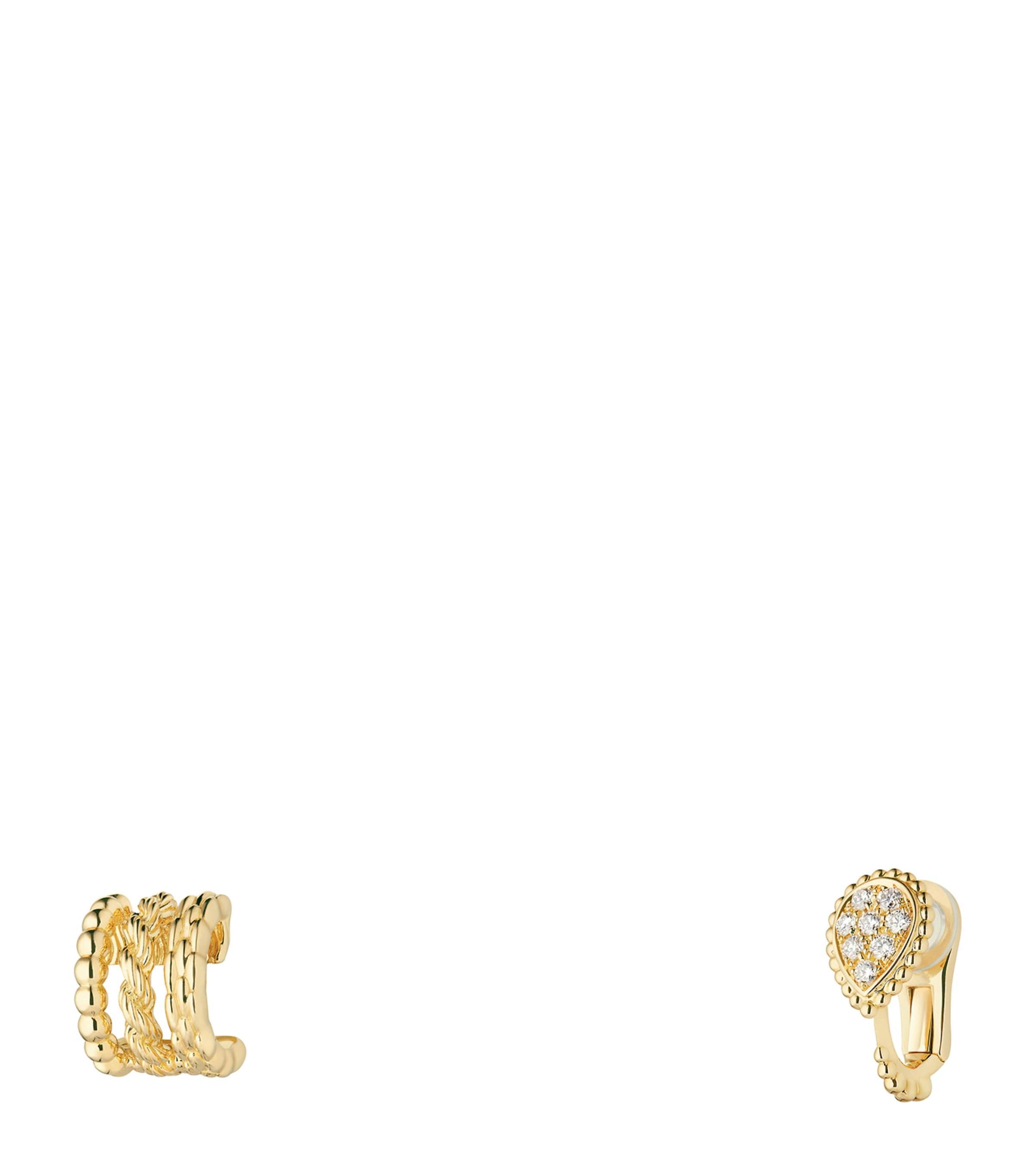 Yellow Gold and Diamond Serpent Bohème Asymmetric Clip-On Earrings GOLD Image 3