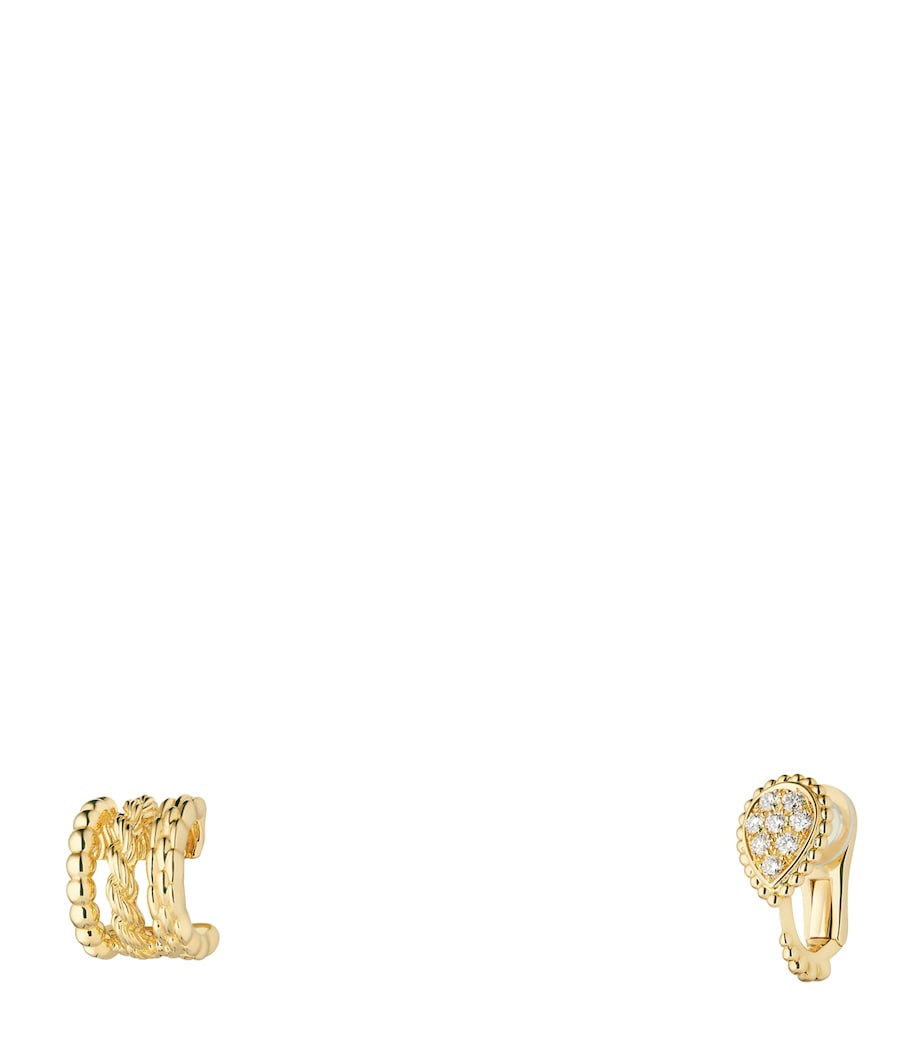 Yellow Gold and Diamond Serpent Bohème Asymmetric Clip-On Earrings GOLD Image 3