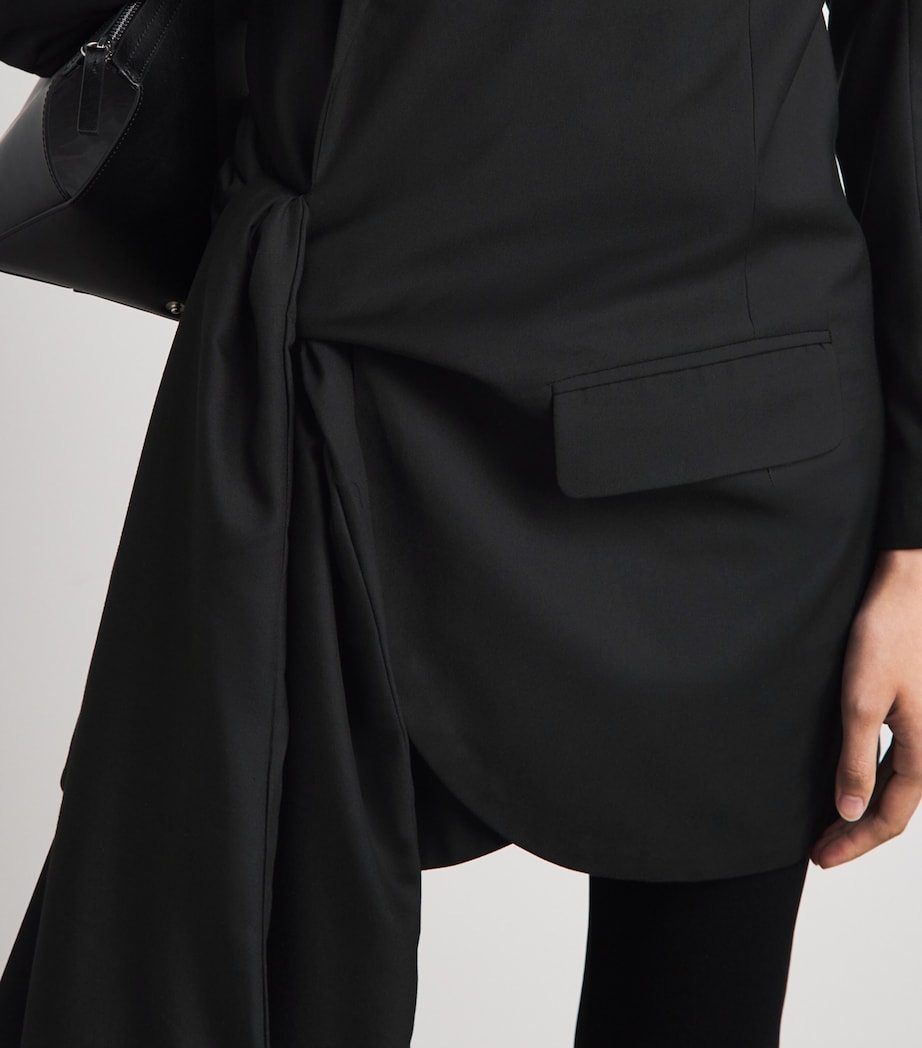 LATE FOR WORK Womens Blazer Sleeve-Tie Mini Dress Blk Image 3